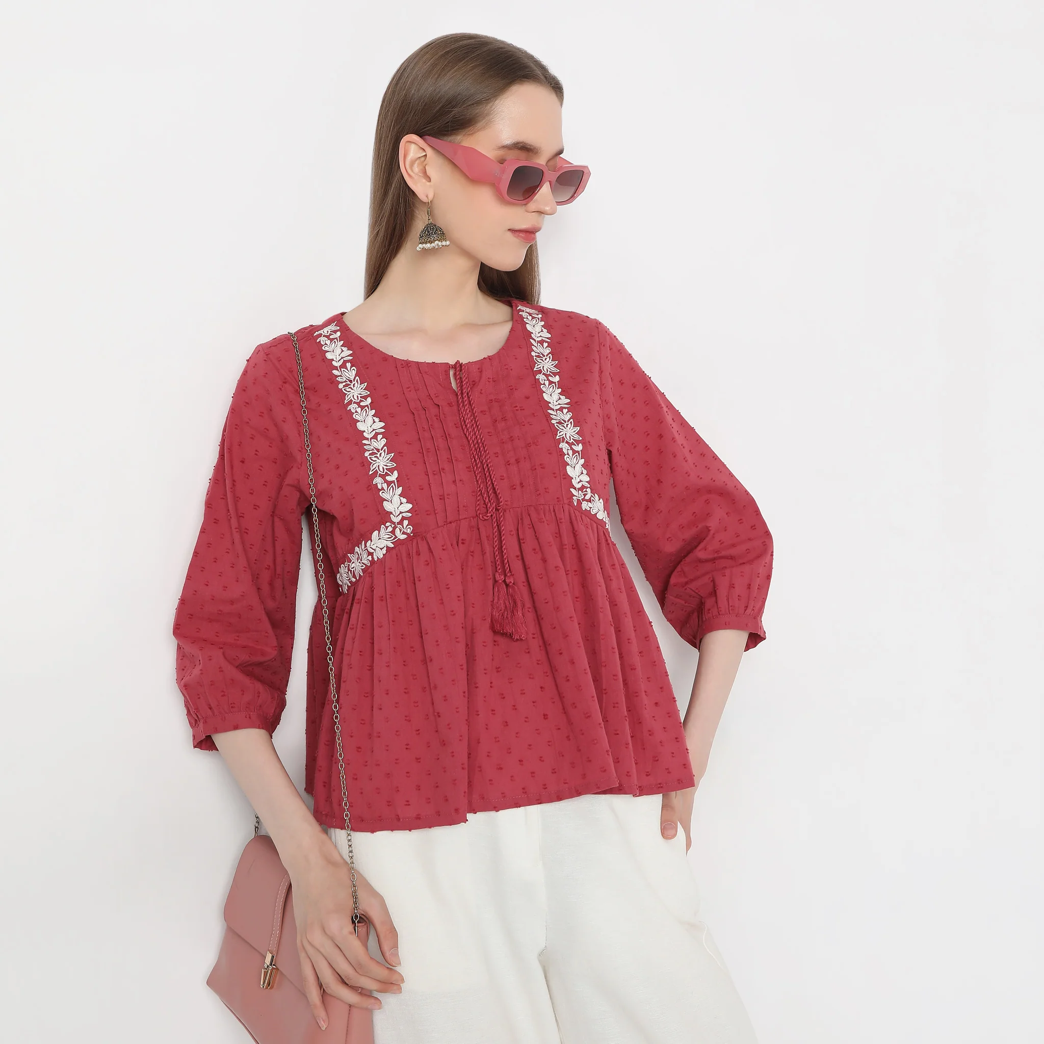 Flare Fit Embroidered Top - Image 6
