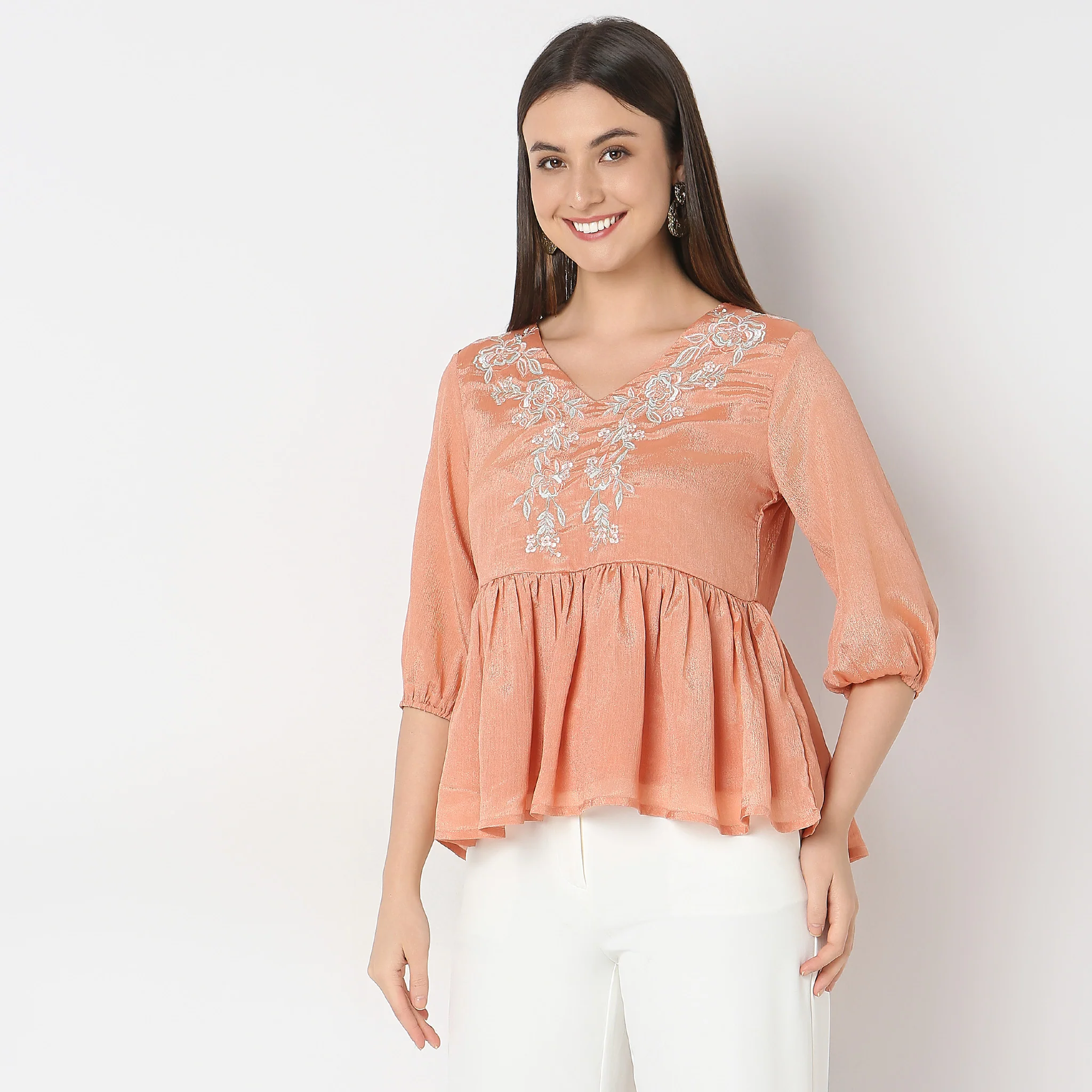 Flare Fit Embroidered Top - Image 5