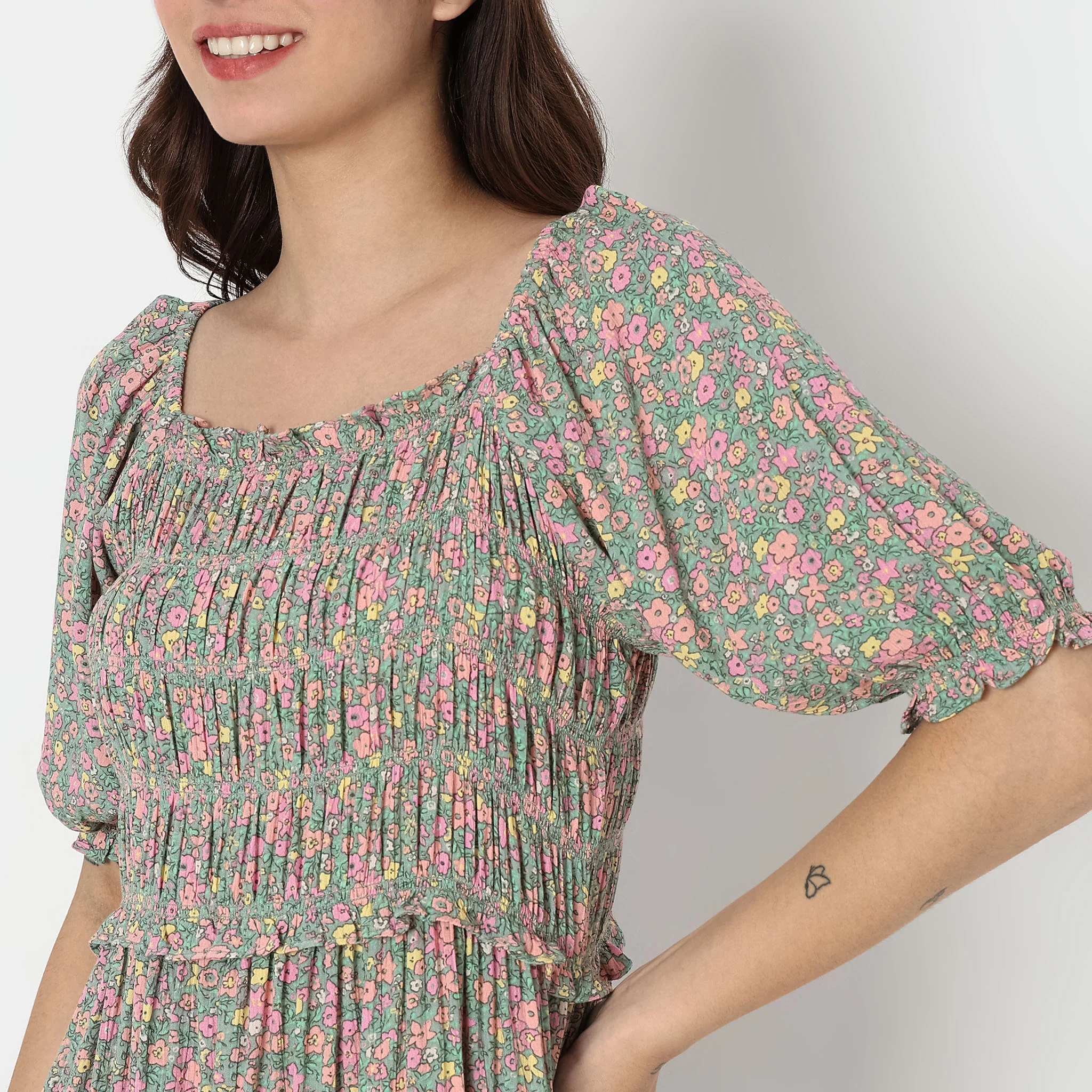 Flare Fit Floral Dress - Image 4