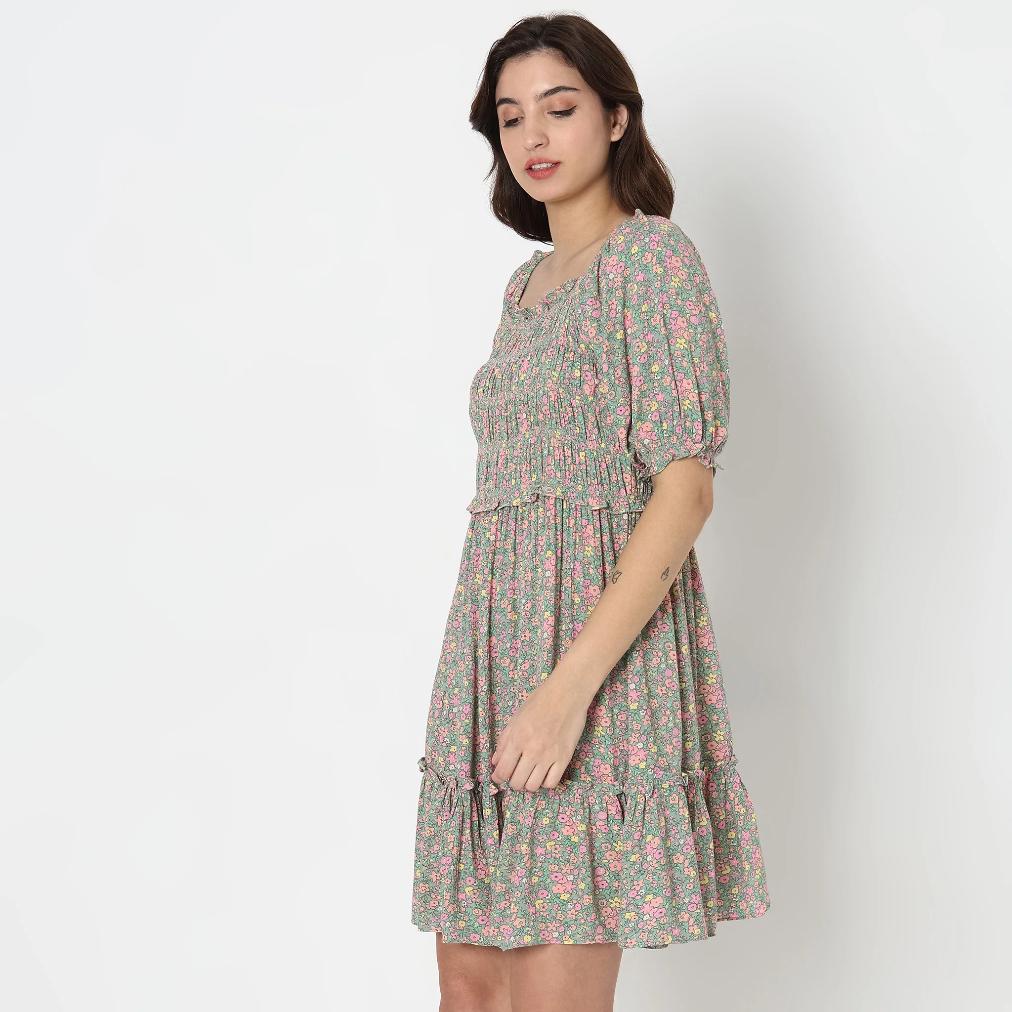Flare Fit Floral Dress - Image 5