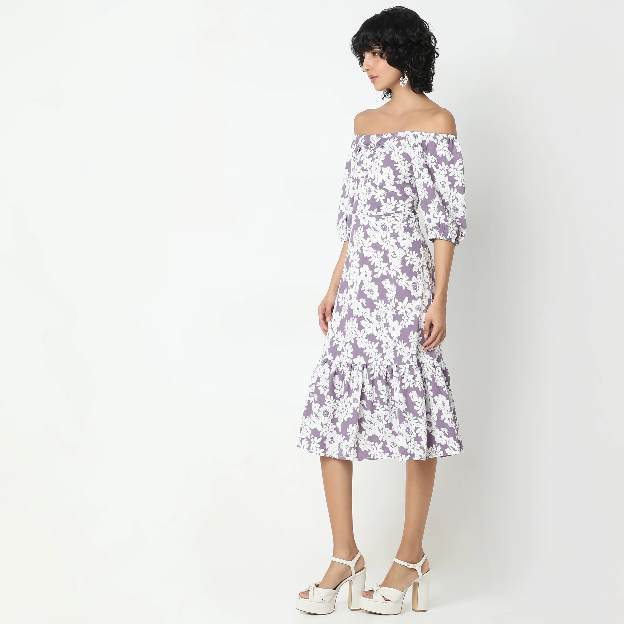 Flare Fit Floral Dress - Image 5