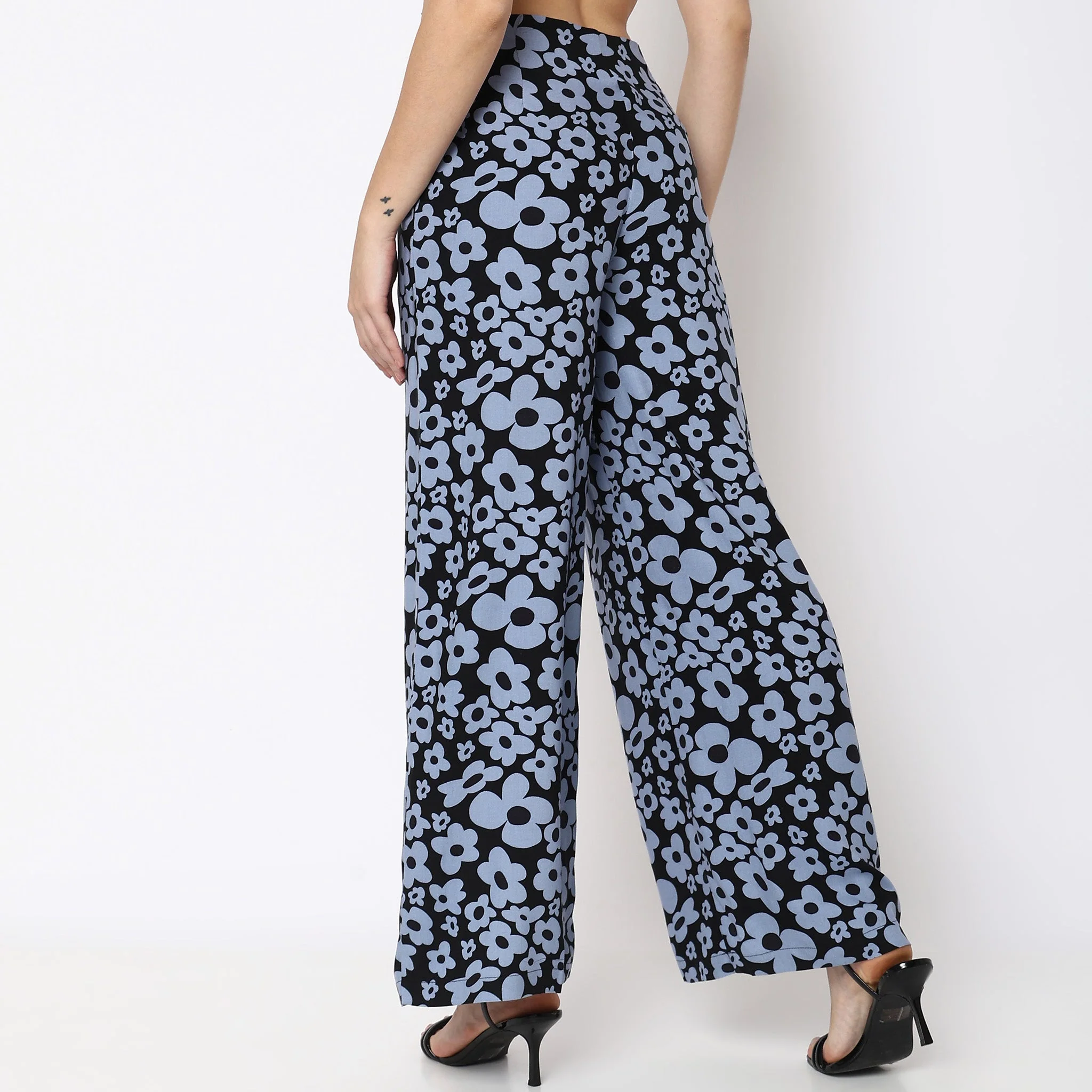 Flare Fit Floral Mid Rise Palazzos - Image 3