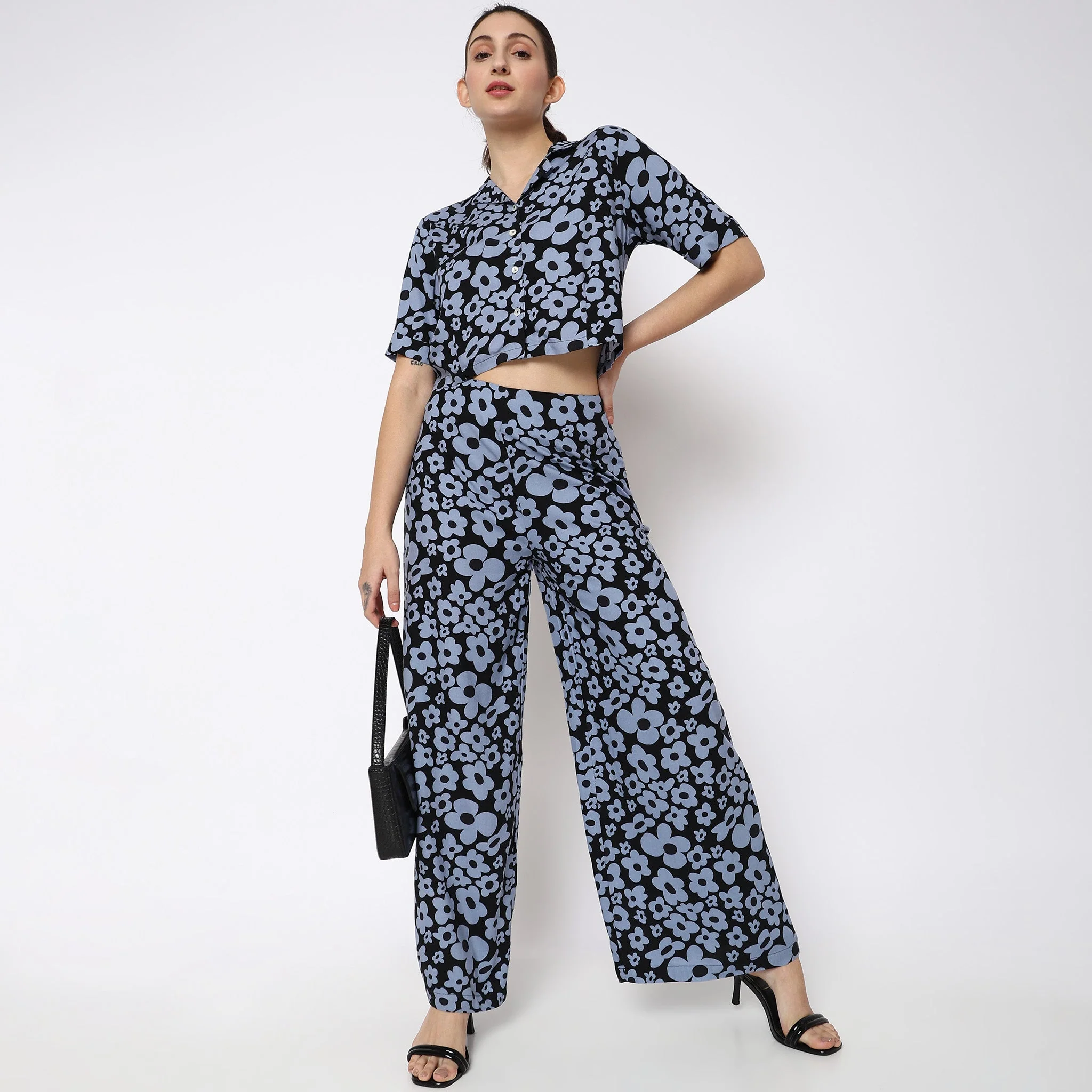 Flare Fit Floral Mid Rise Palazzos - Image 6