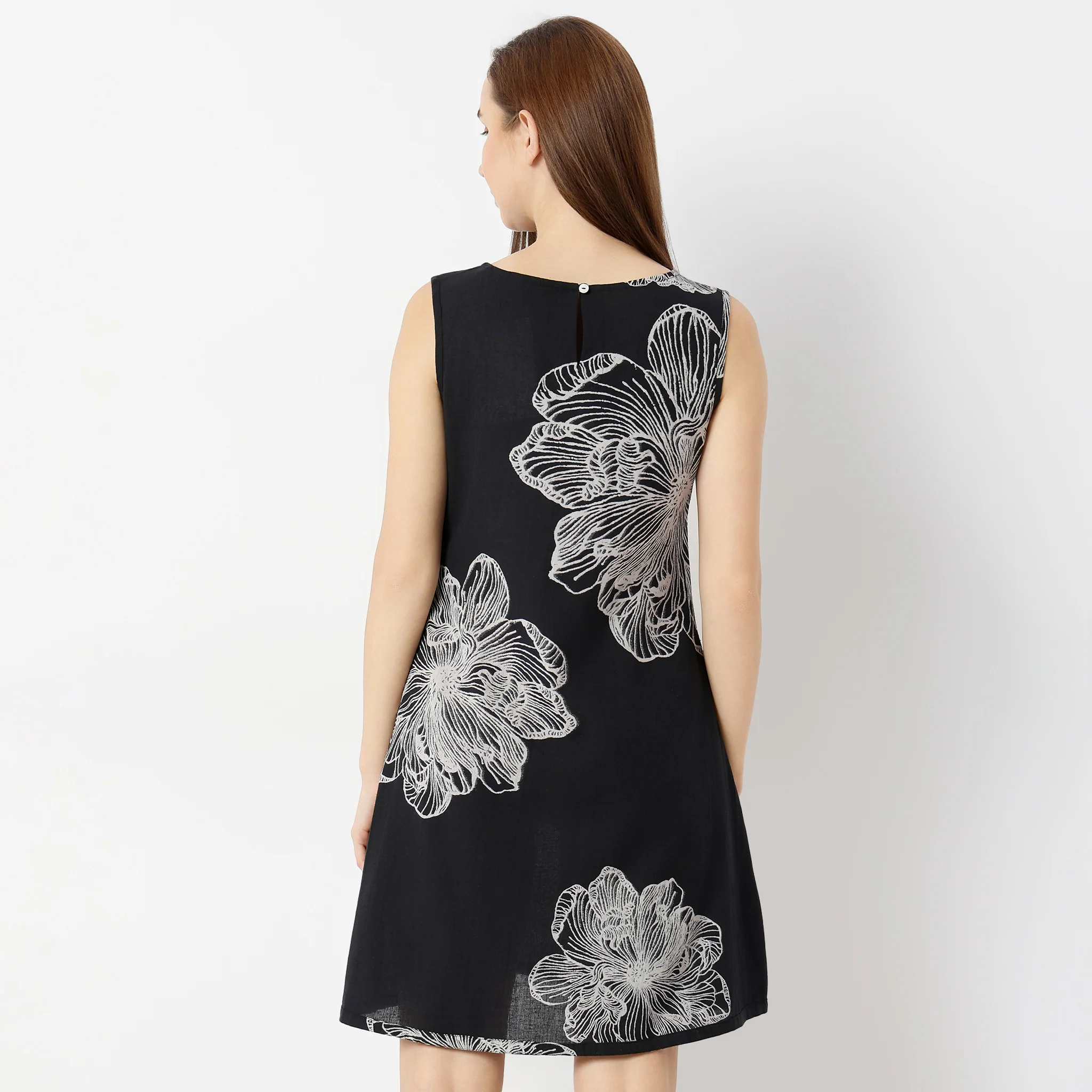 Square Neck Sleeveless Floral Shift Dress - Image 3