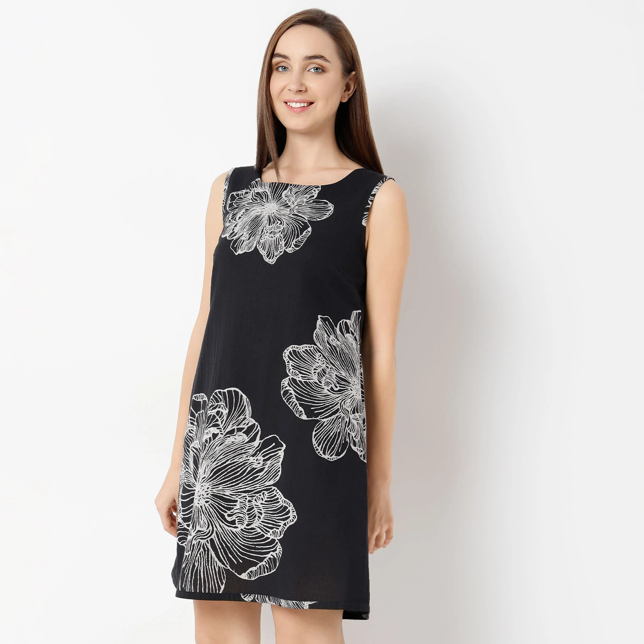 Square Neck Sleeveless Floral Shift Dress - Image 5