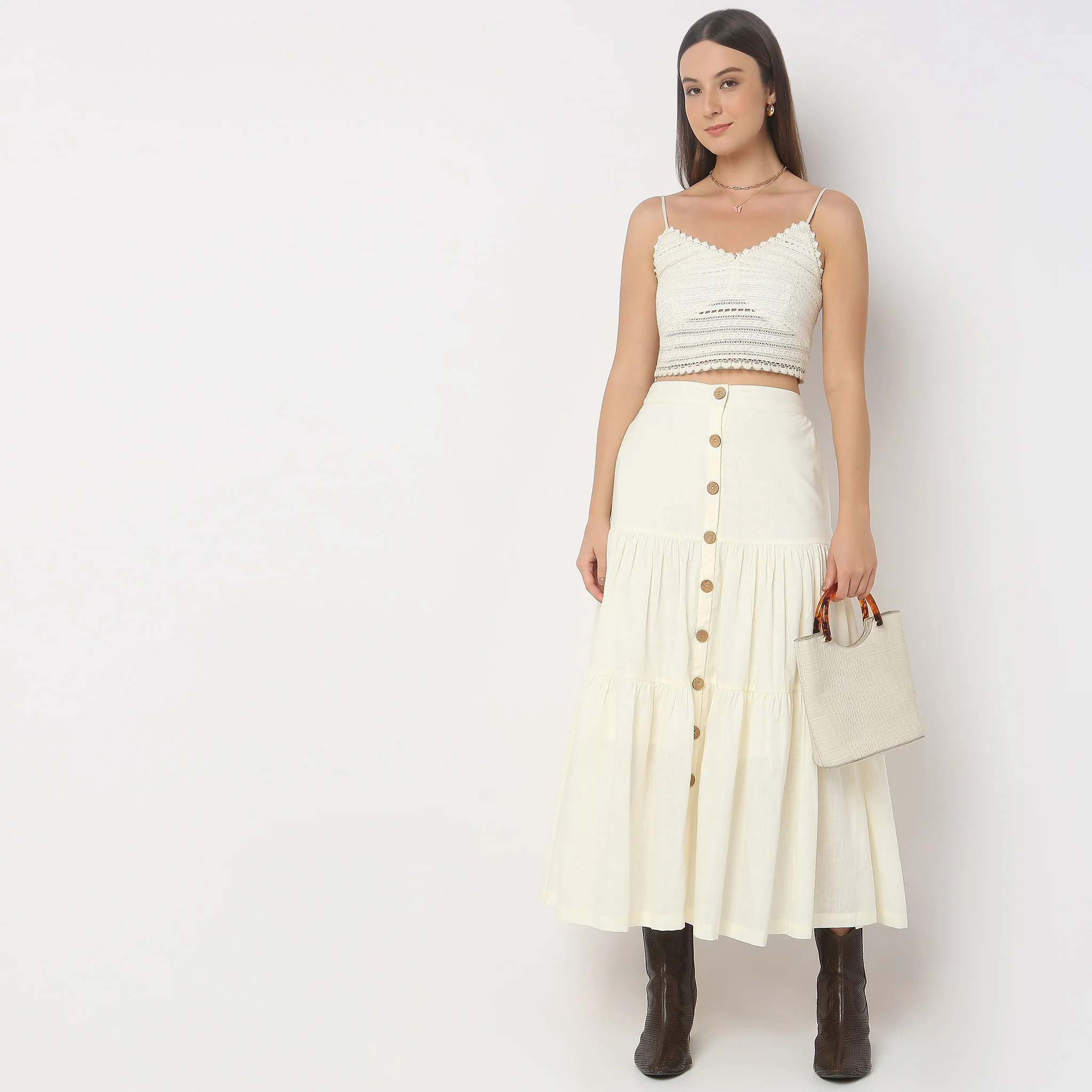 Flare Fit High Rise Skirt
