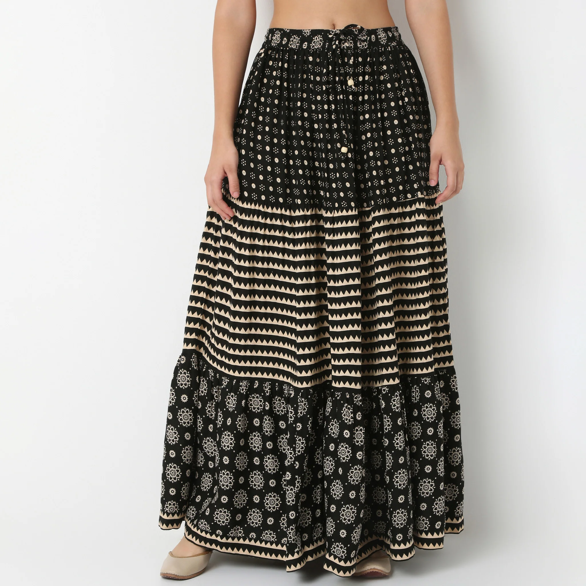 Flare Fit High Rise Tiered Skirt - Image 2