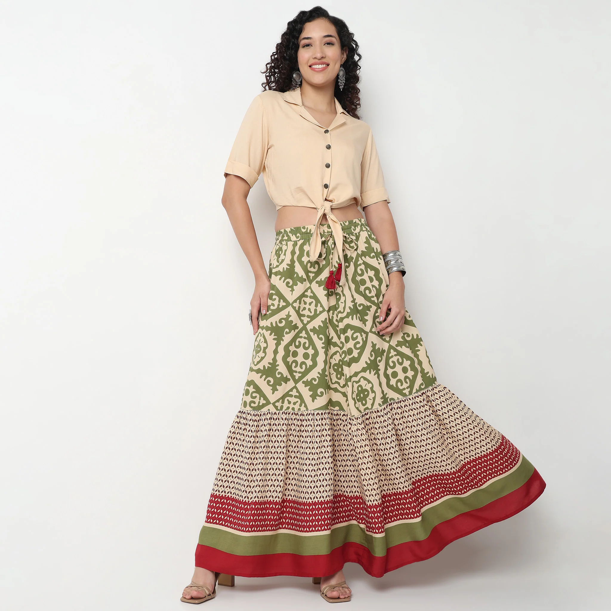 Printed Flared Skirt