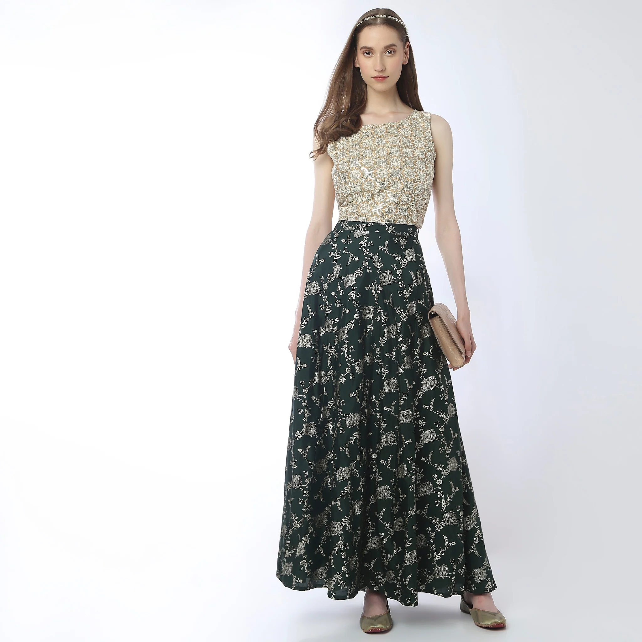 Flare Fit Full Length Skirt