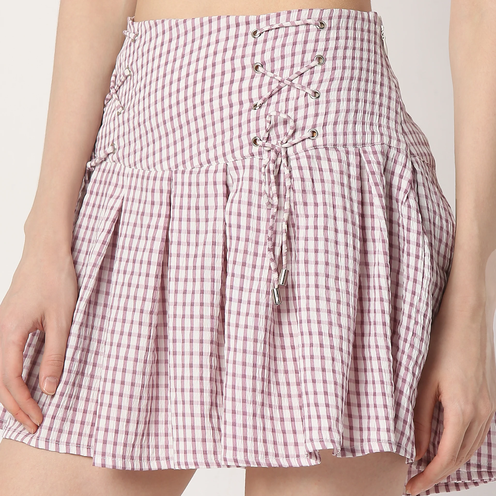 Flare Fit Pleats Above Knee High Rise Short Skirt - Image 4