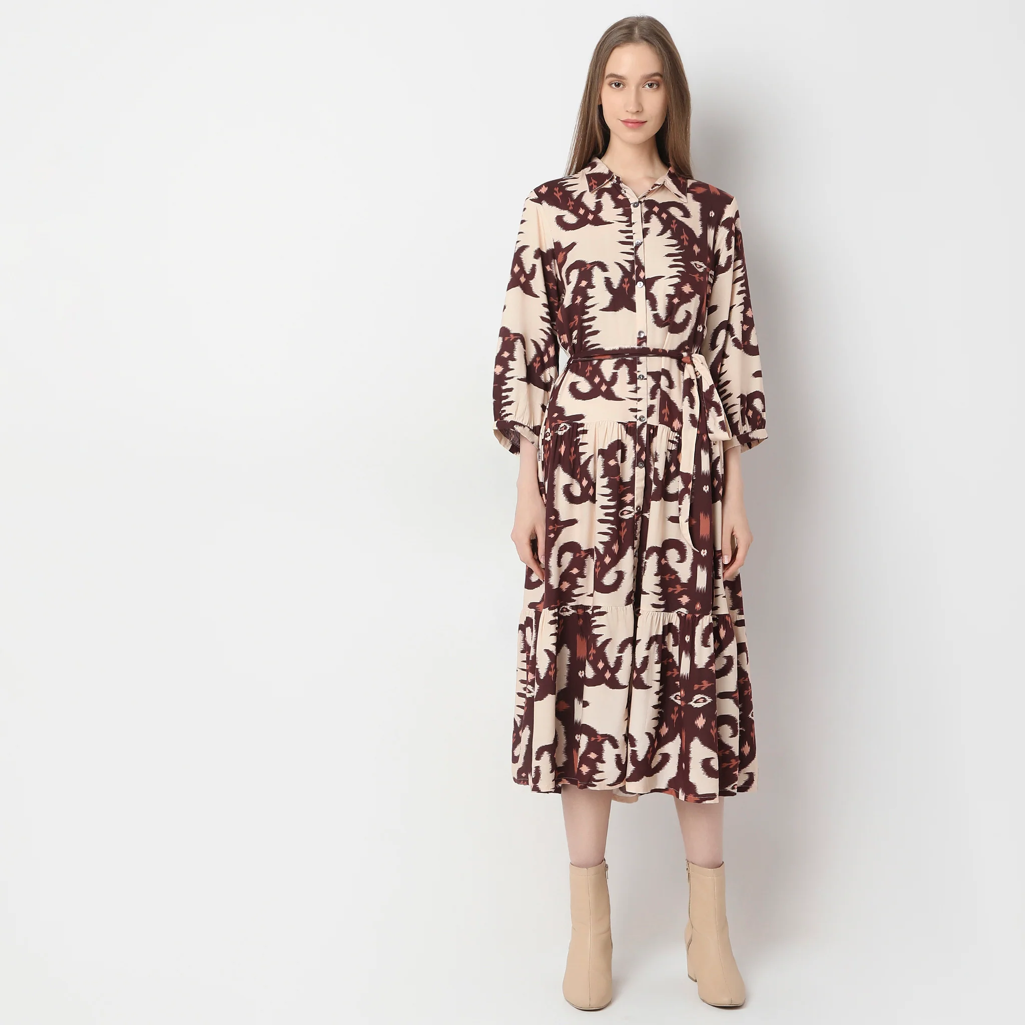 Flare Fit Printed A-Line Dress - Image 2