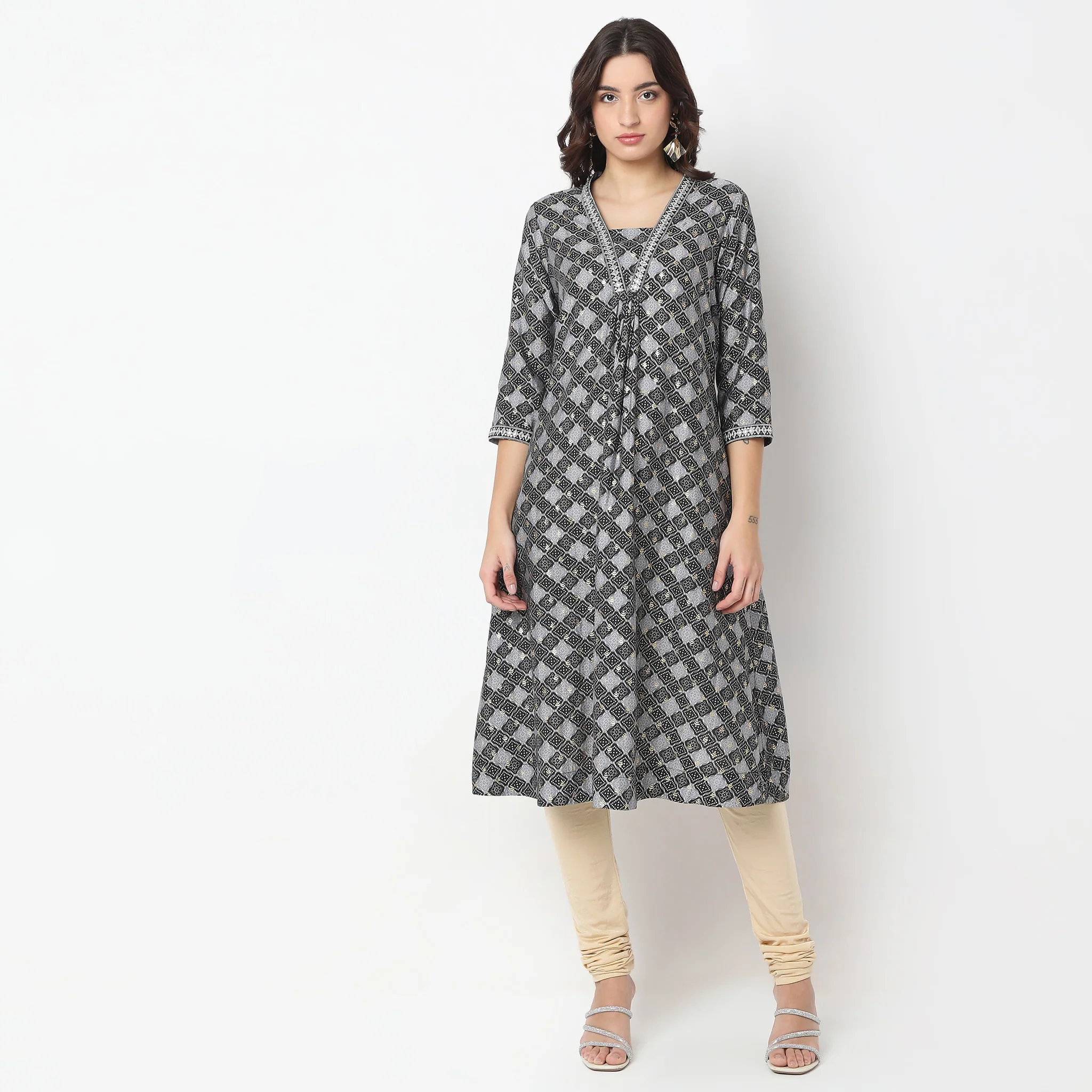 Flare Fit Printed A-Line Kurta - Image 2