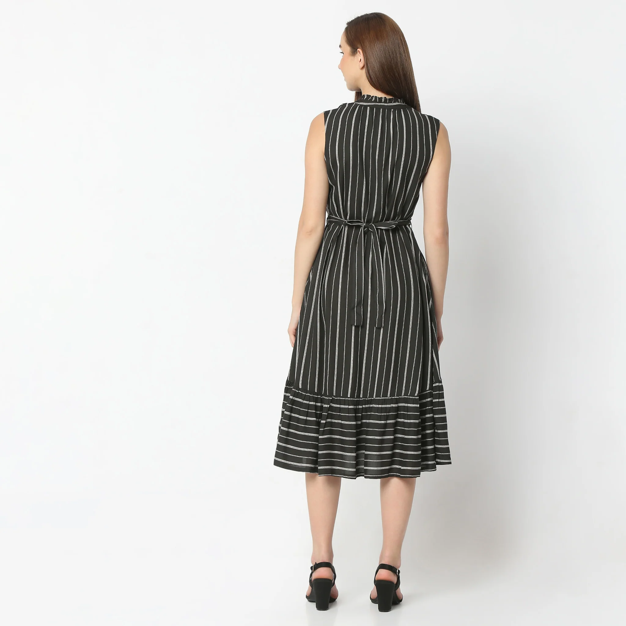 Flare Fit Printed Knee Length Sleeveless Dress - Image 3