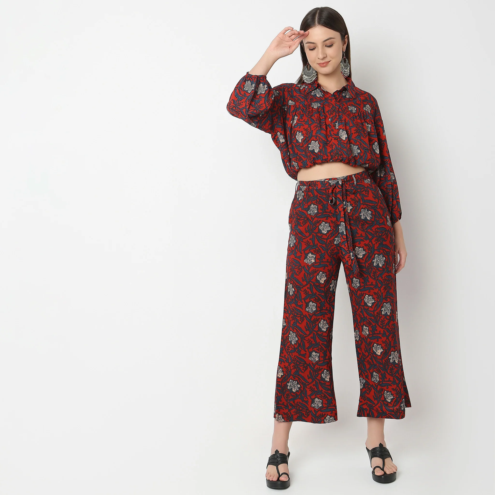 Flare Fit Printed Culottes - Image 2