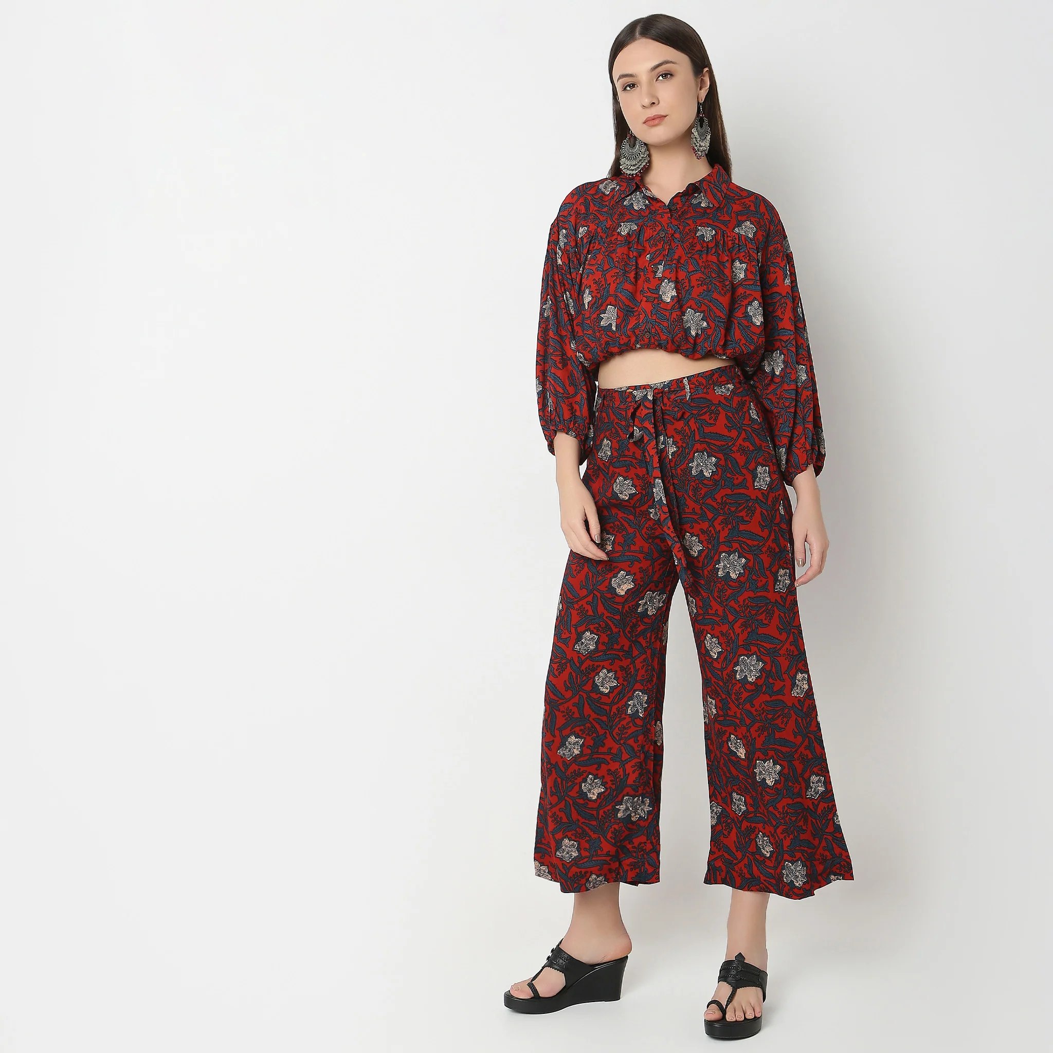 Flare Fit Printed Culottes - Image 5