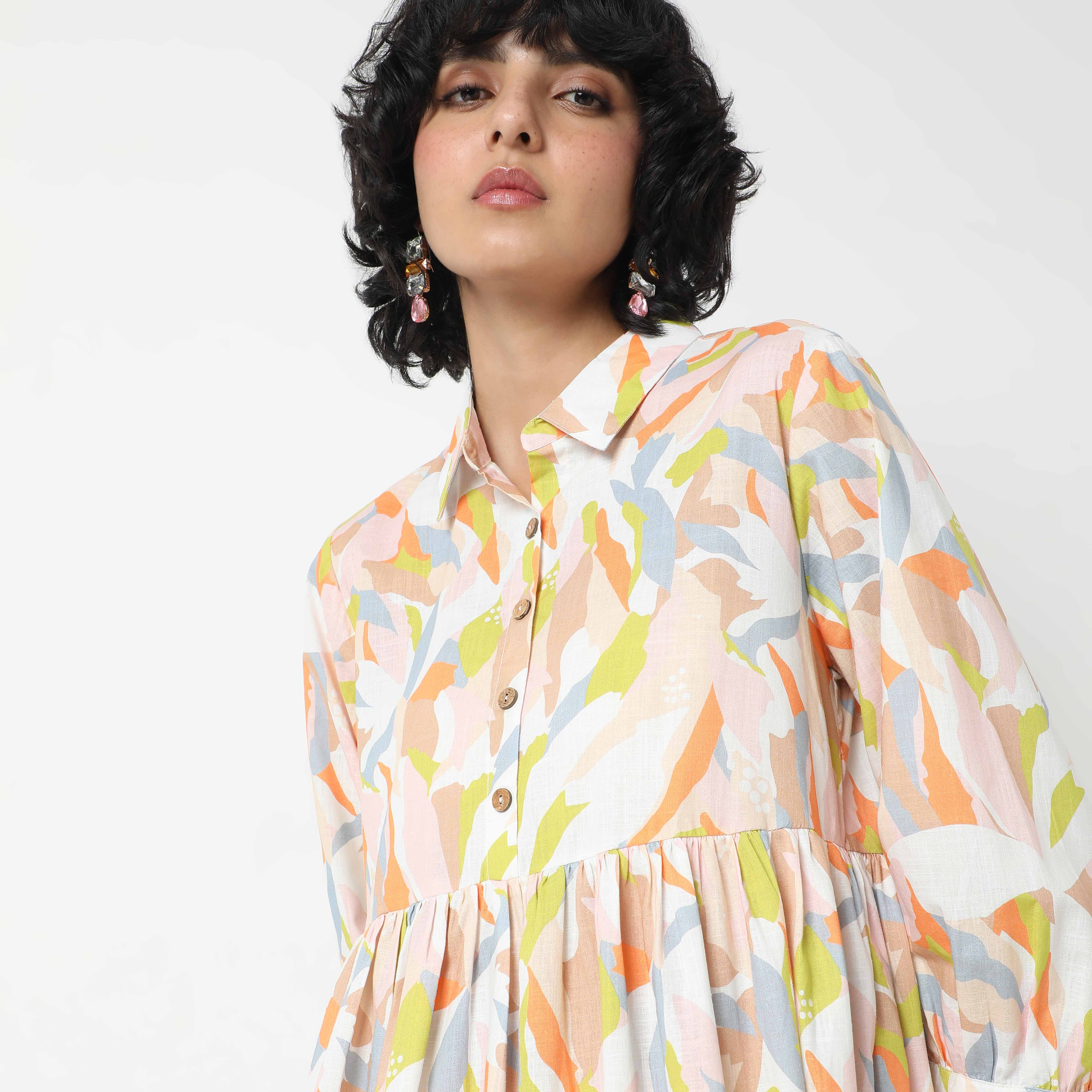 Flare Fit Printed Dress - Image 4
