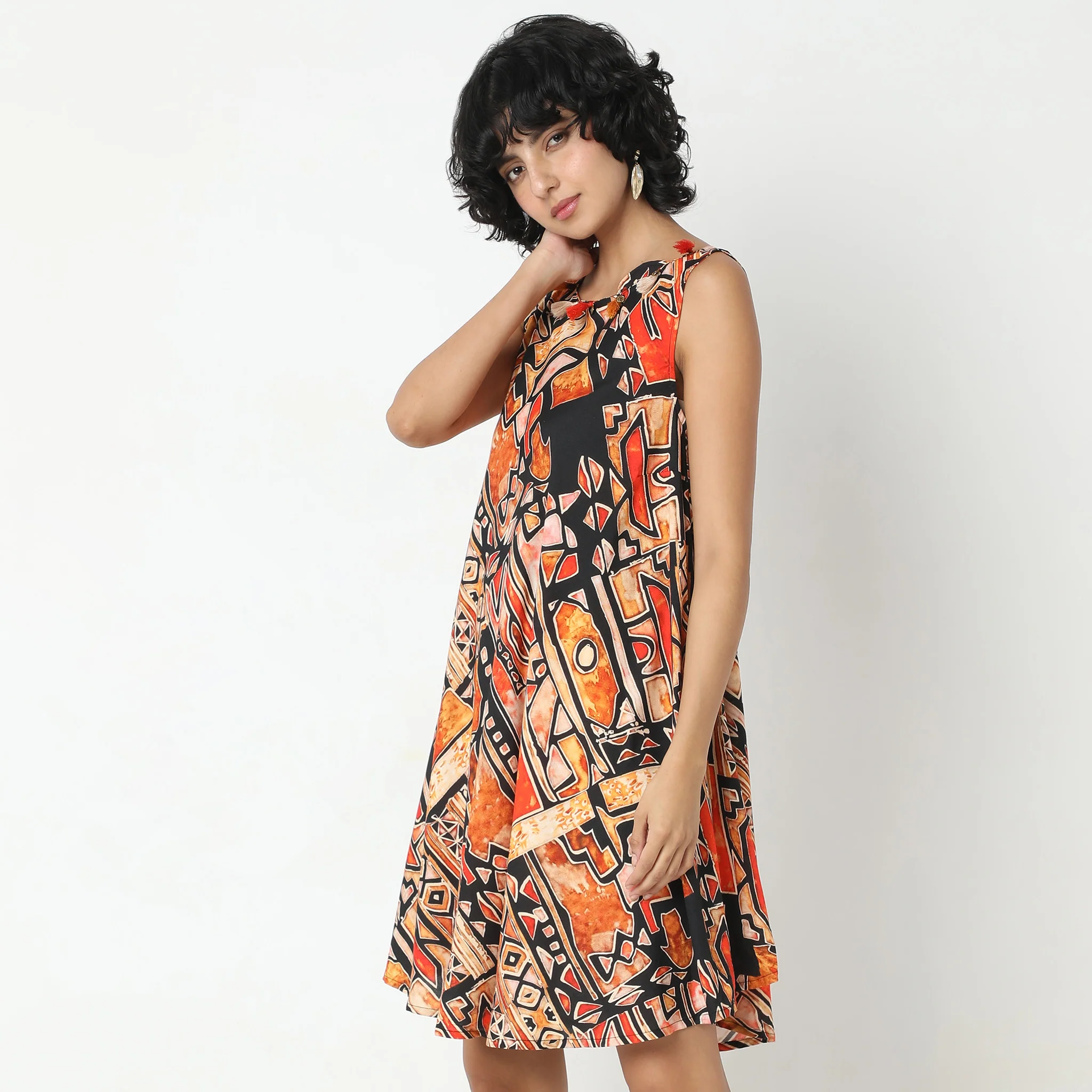 Flare Fit Printed Dress - Image 5