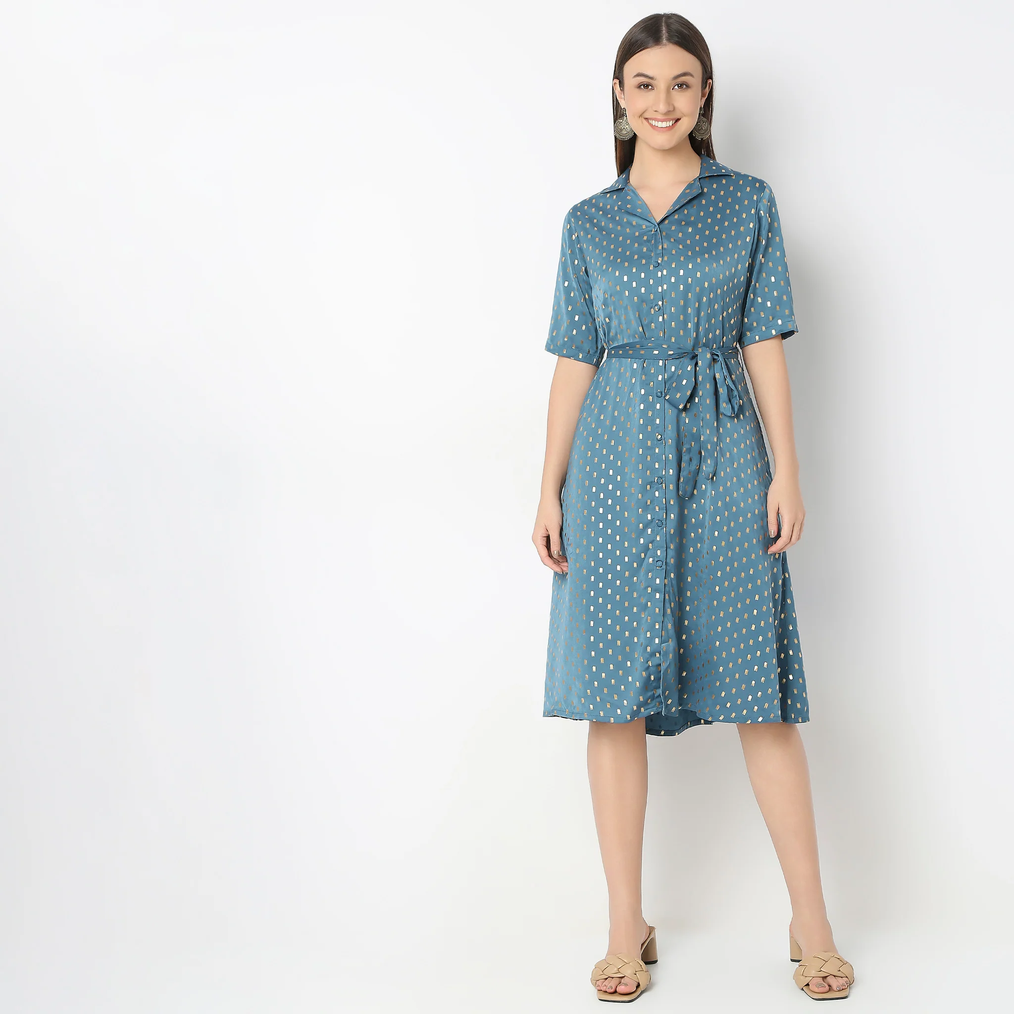 Flare Fit Printed Dress - Image 2