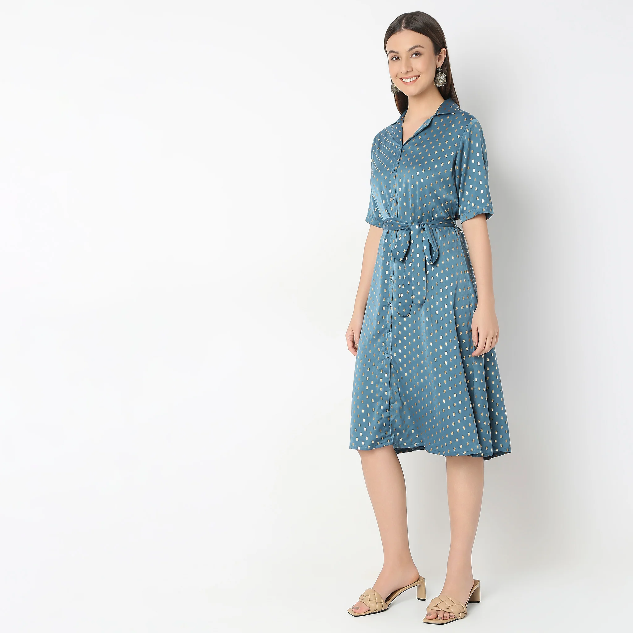 Flare Fit Printed Dress - Image 5