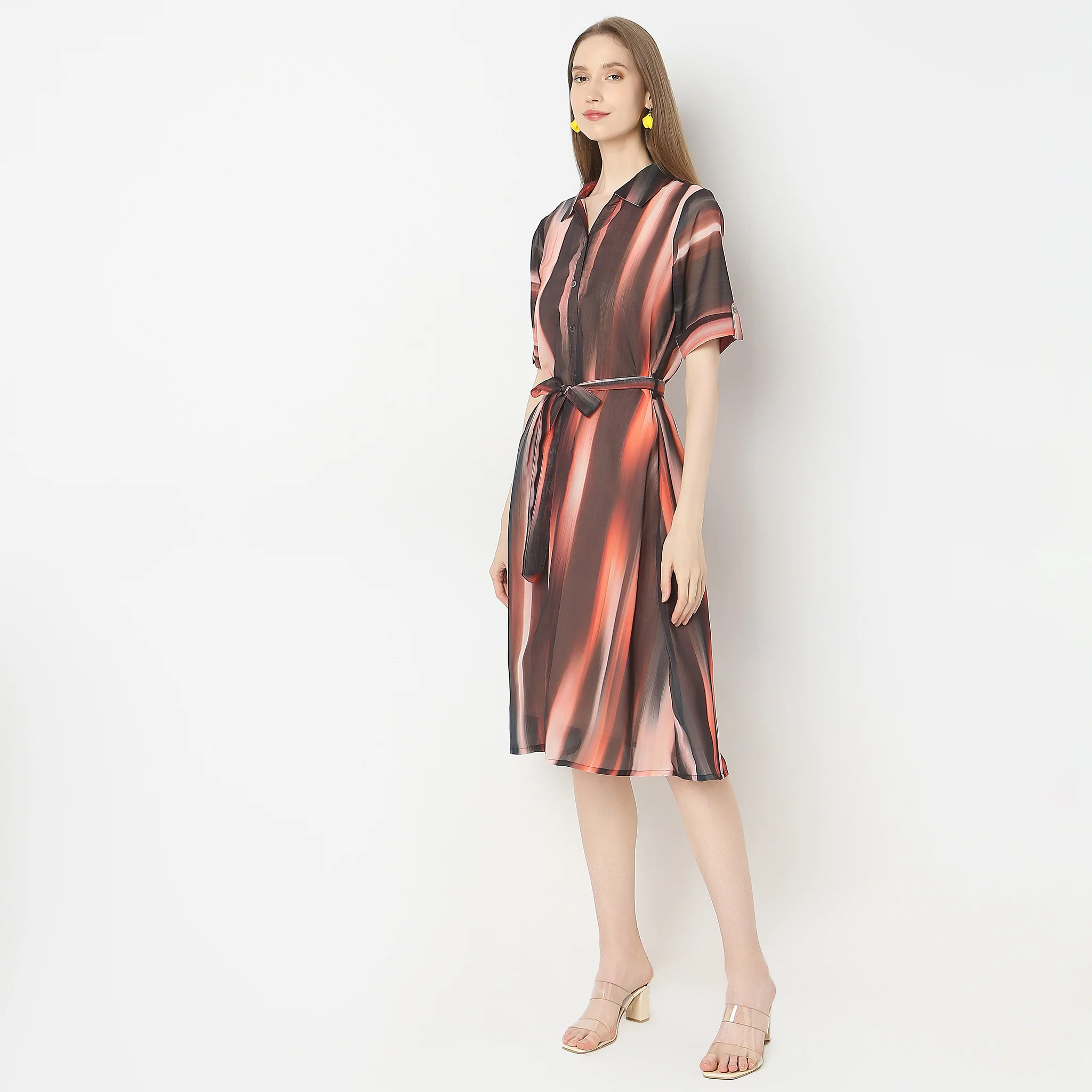 Flare Fit Printed Dress - Image 5
