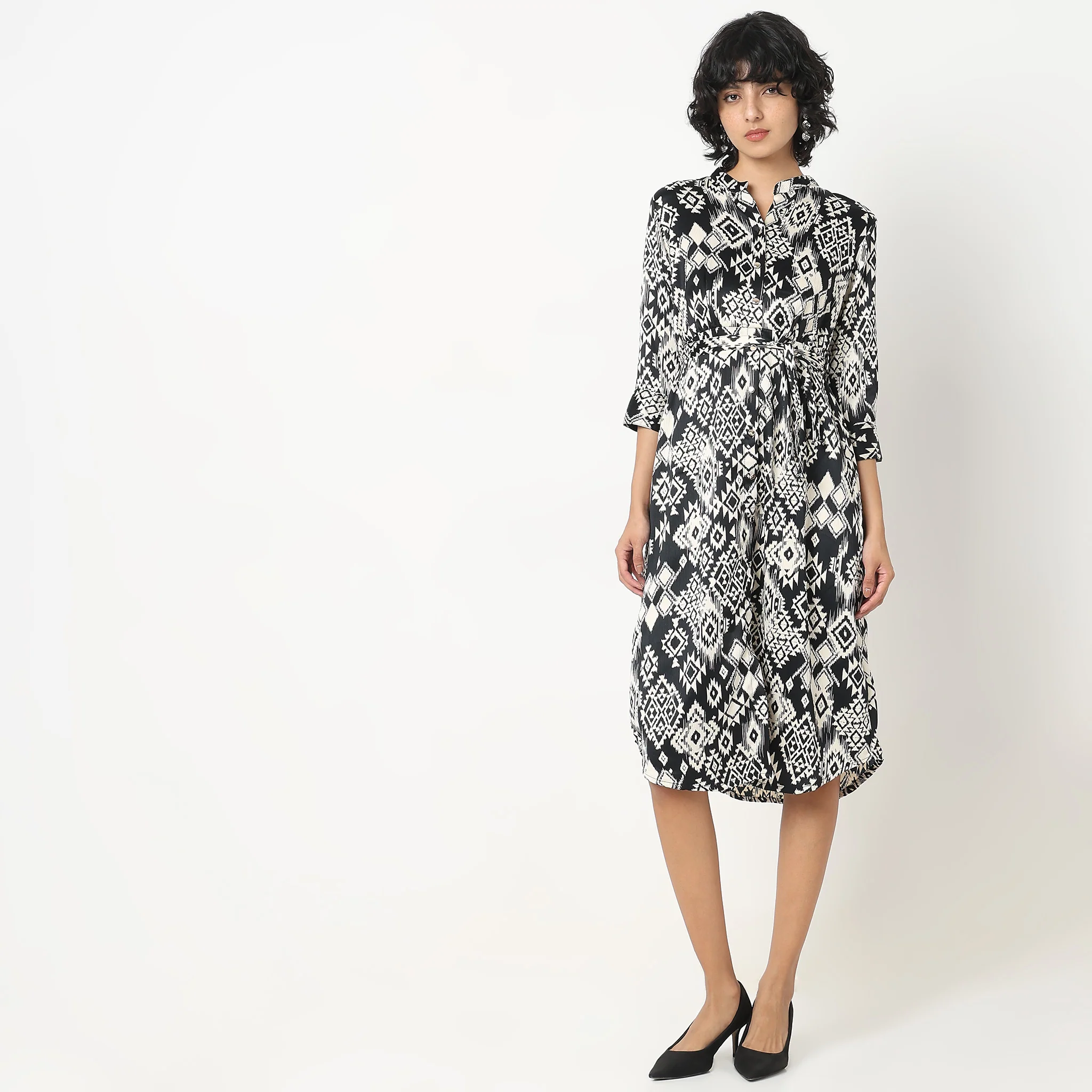 Flare Fit Printed Dress - Image 2