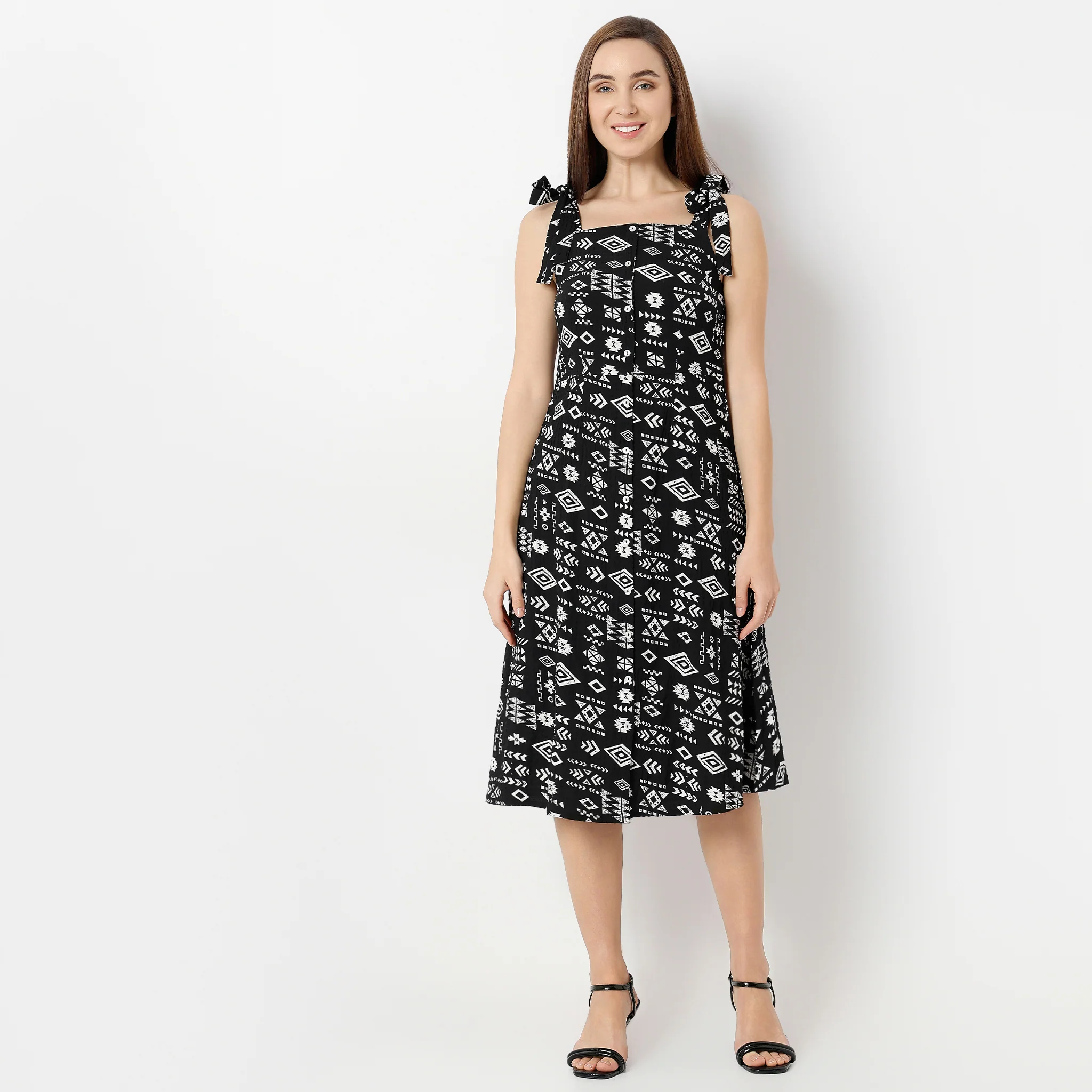 Flare Fit Printed Dress - Image 7