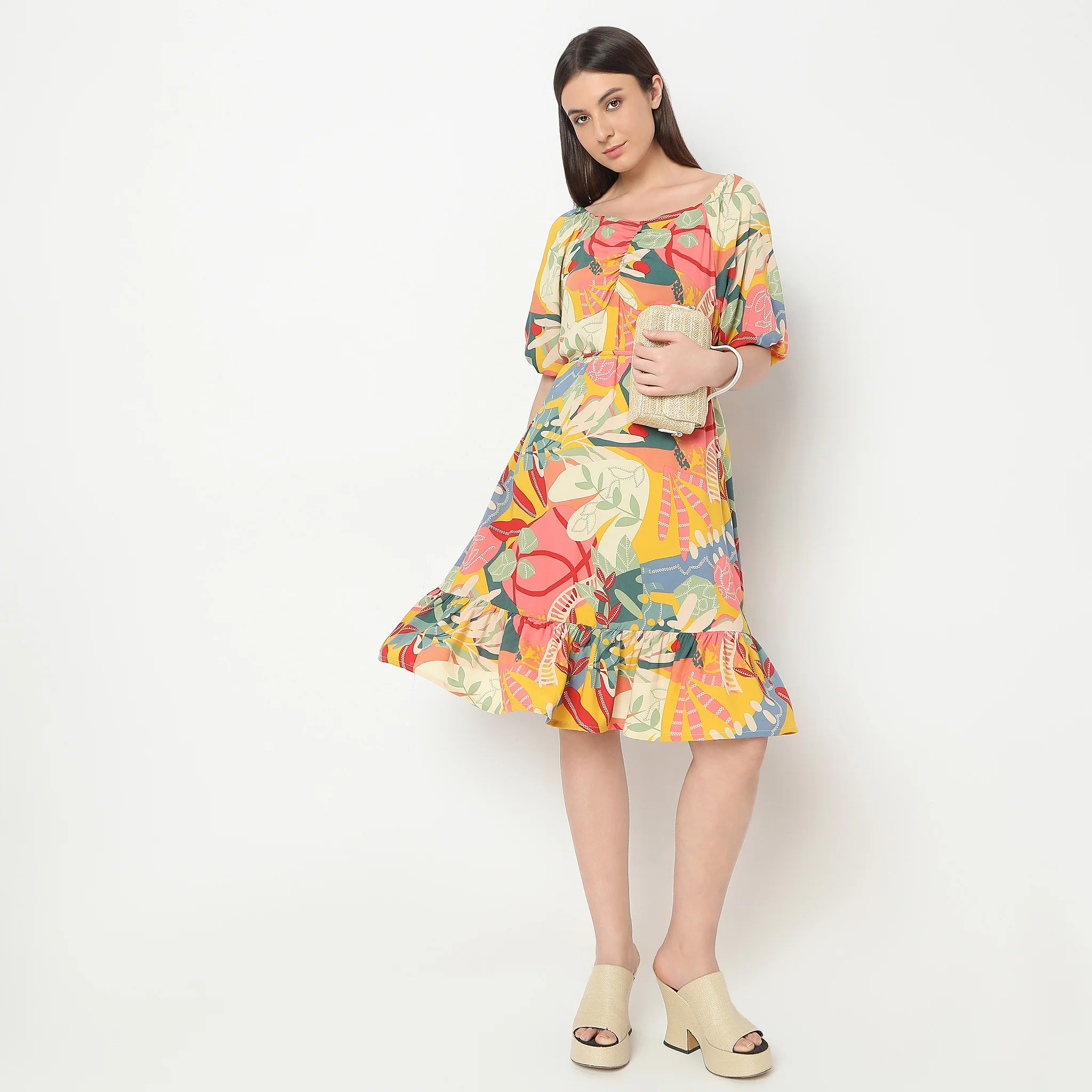 Flare Fit Printed Dress - Image 2