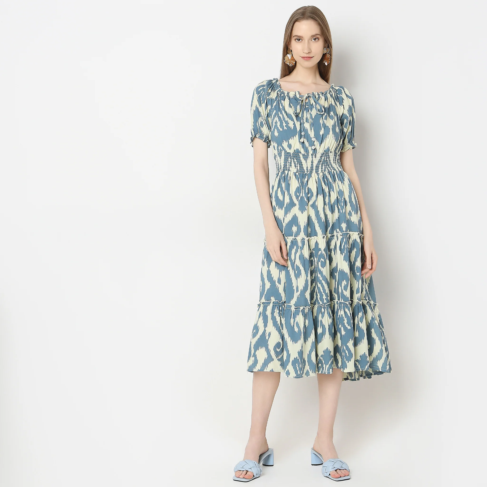 Flare Fit Printed Dress - Image 2