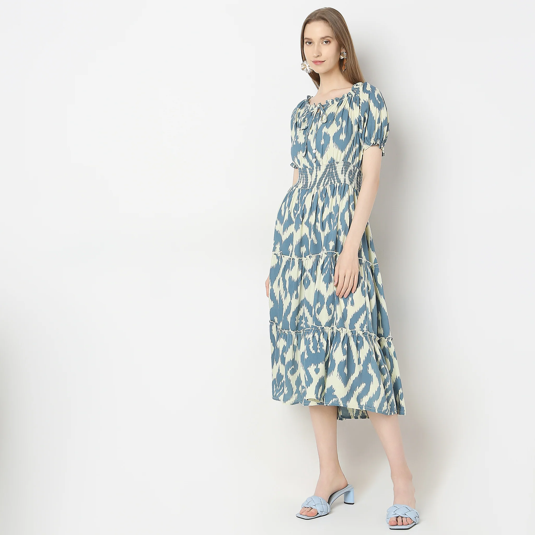 Flare Fit Printed Dress - Image 5