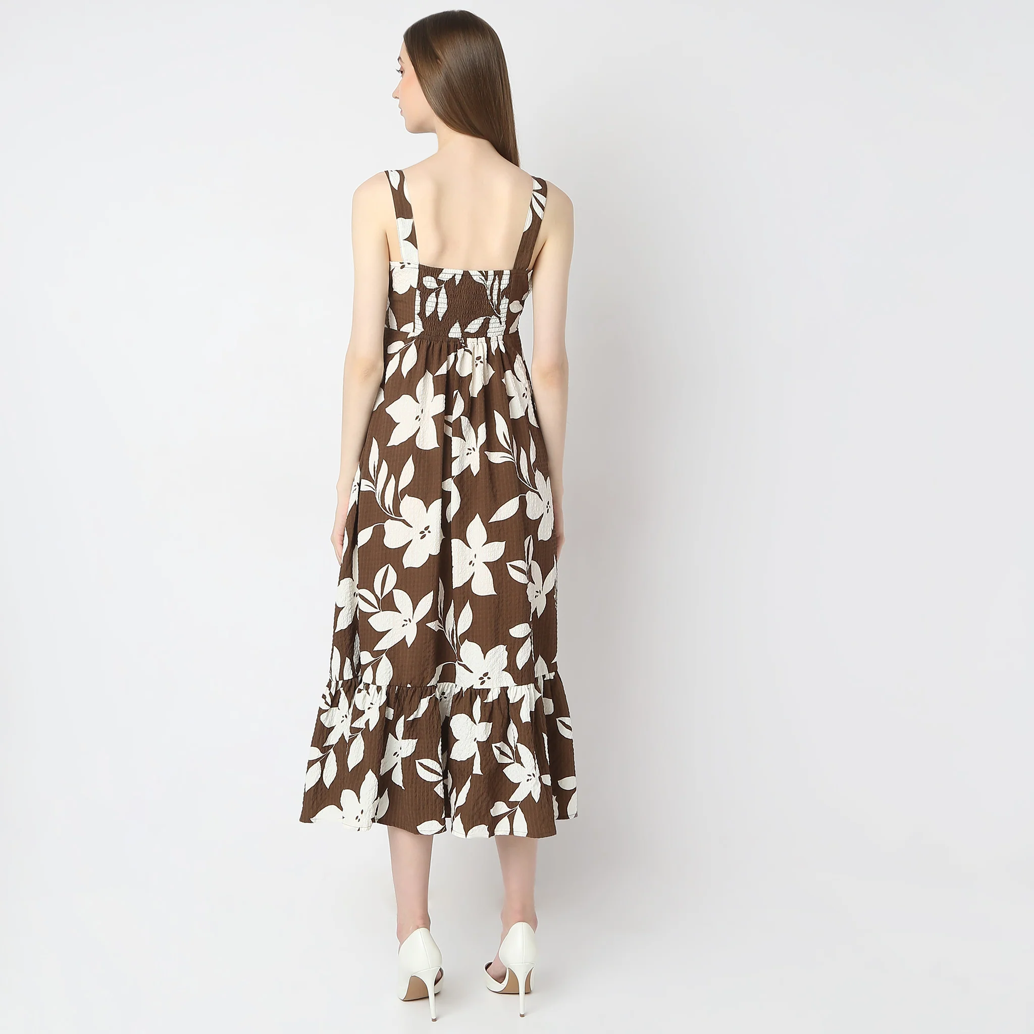 Flare Fit Printed Calf Length Sleeveless Dress - Image 3