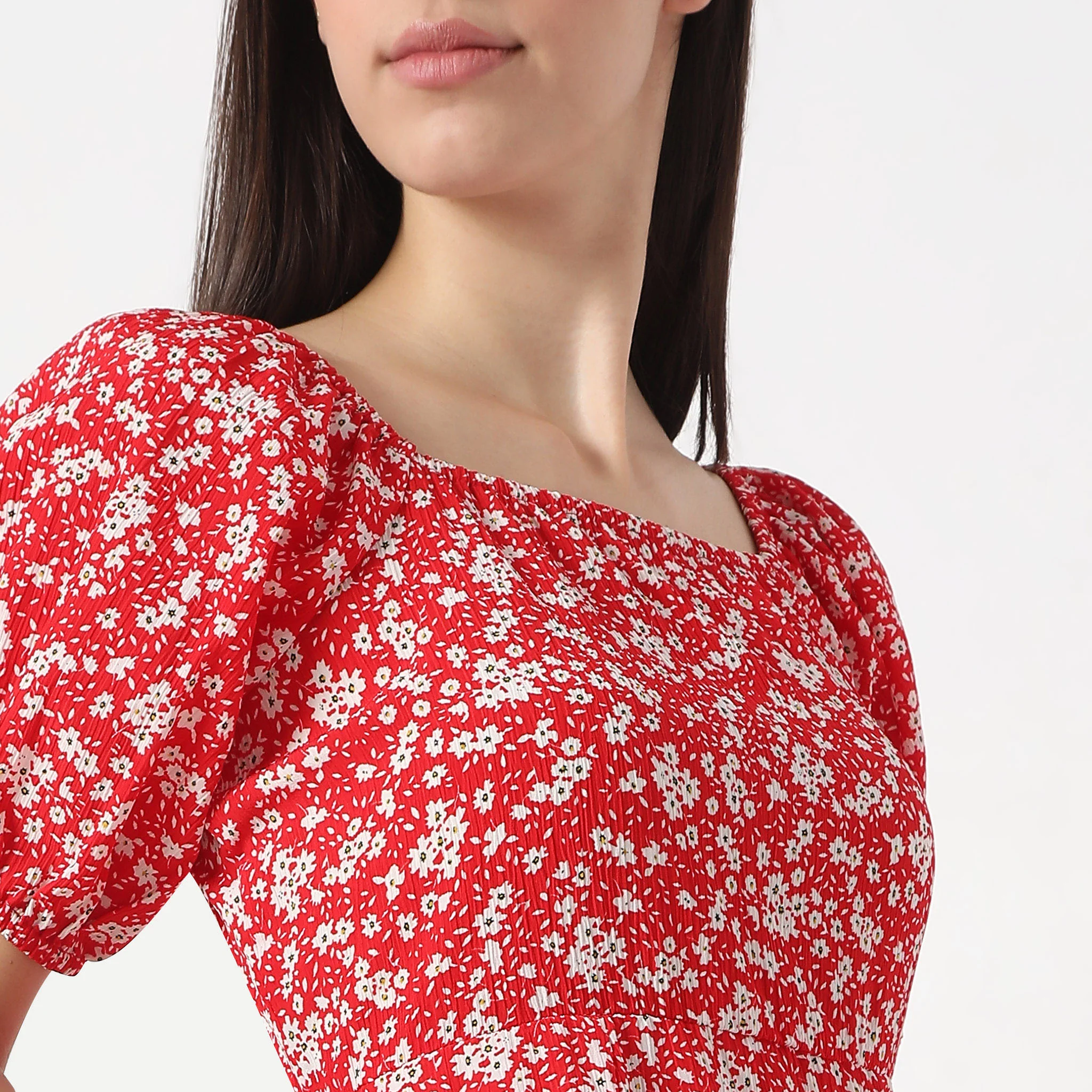 Flare Fit Printed Ankle Length Square Neck Betty Dress - Image 4