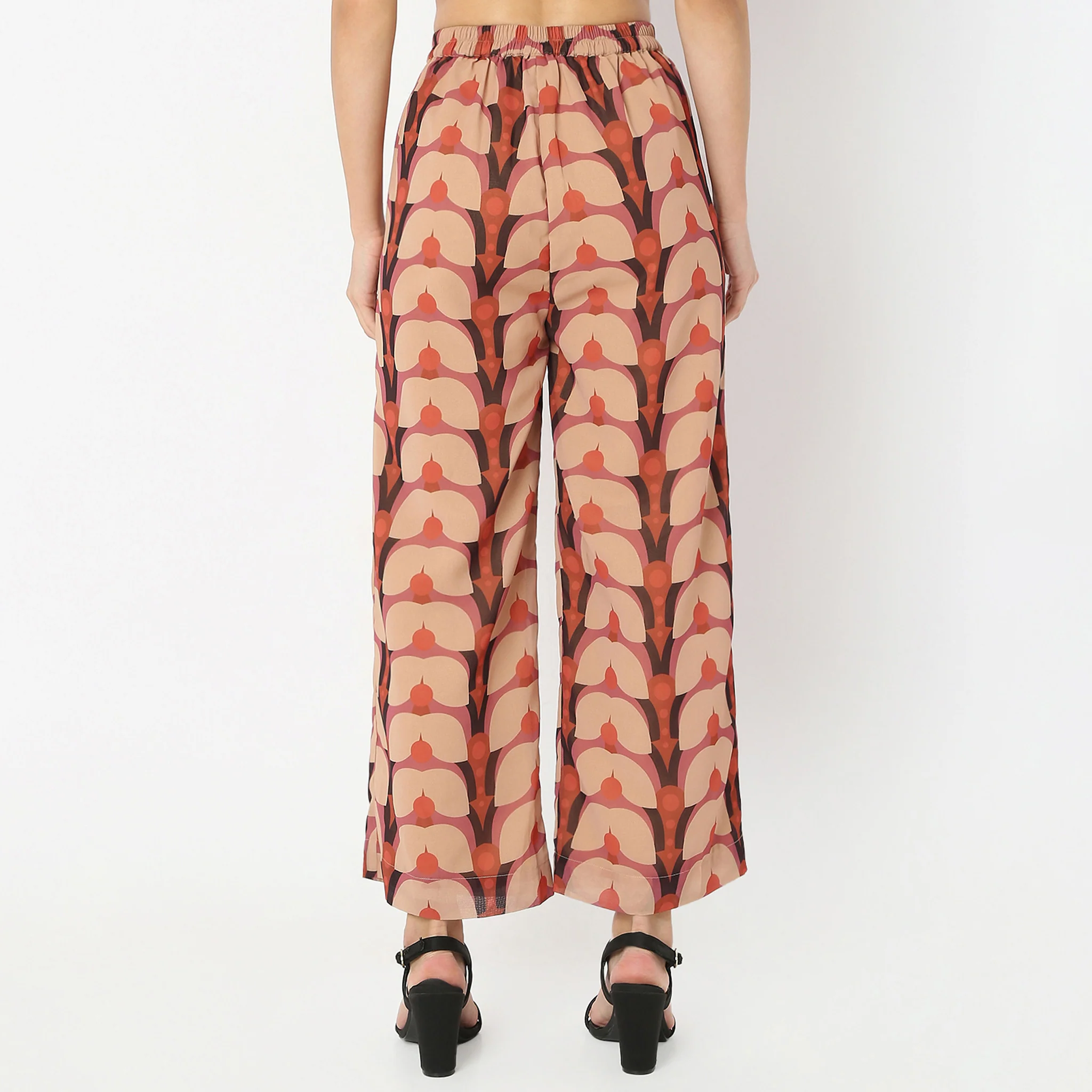 Flare Fit Printed Full Length Flared High Rise Pants - Image 3