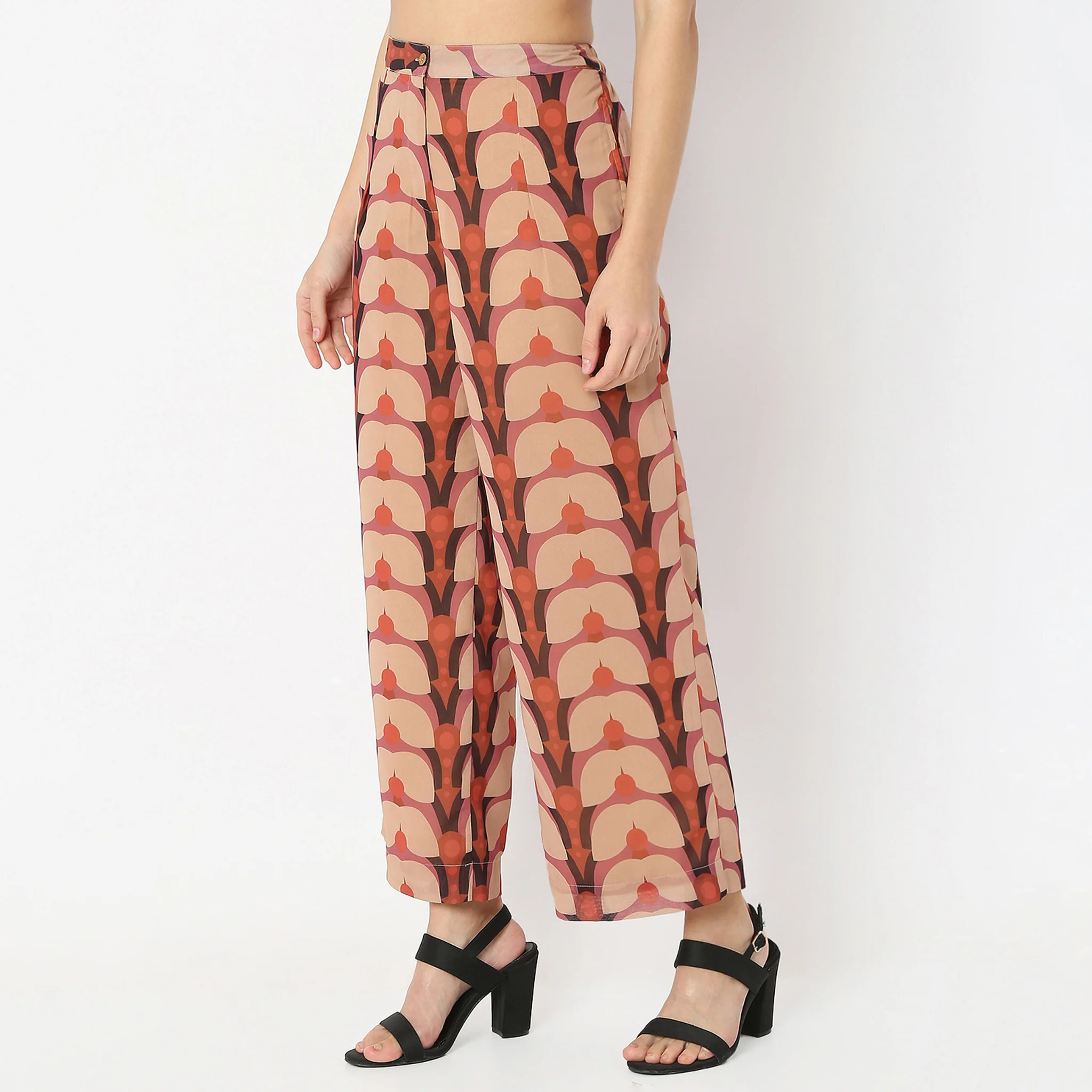 Flare Fit Printed Full Length Flared High Rise Pants - Image 5