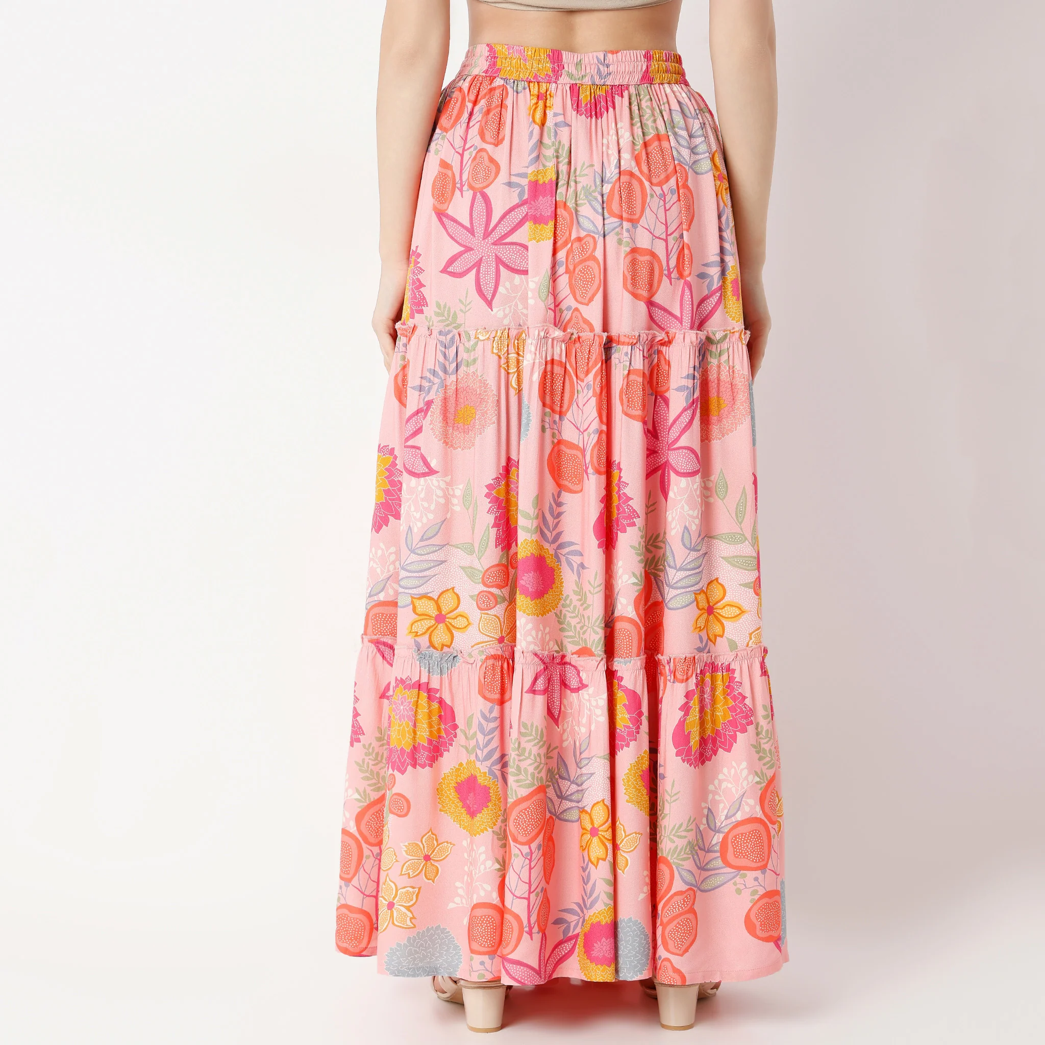 Full Length Flare Fit Printed Skirt - Image 3