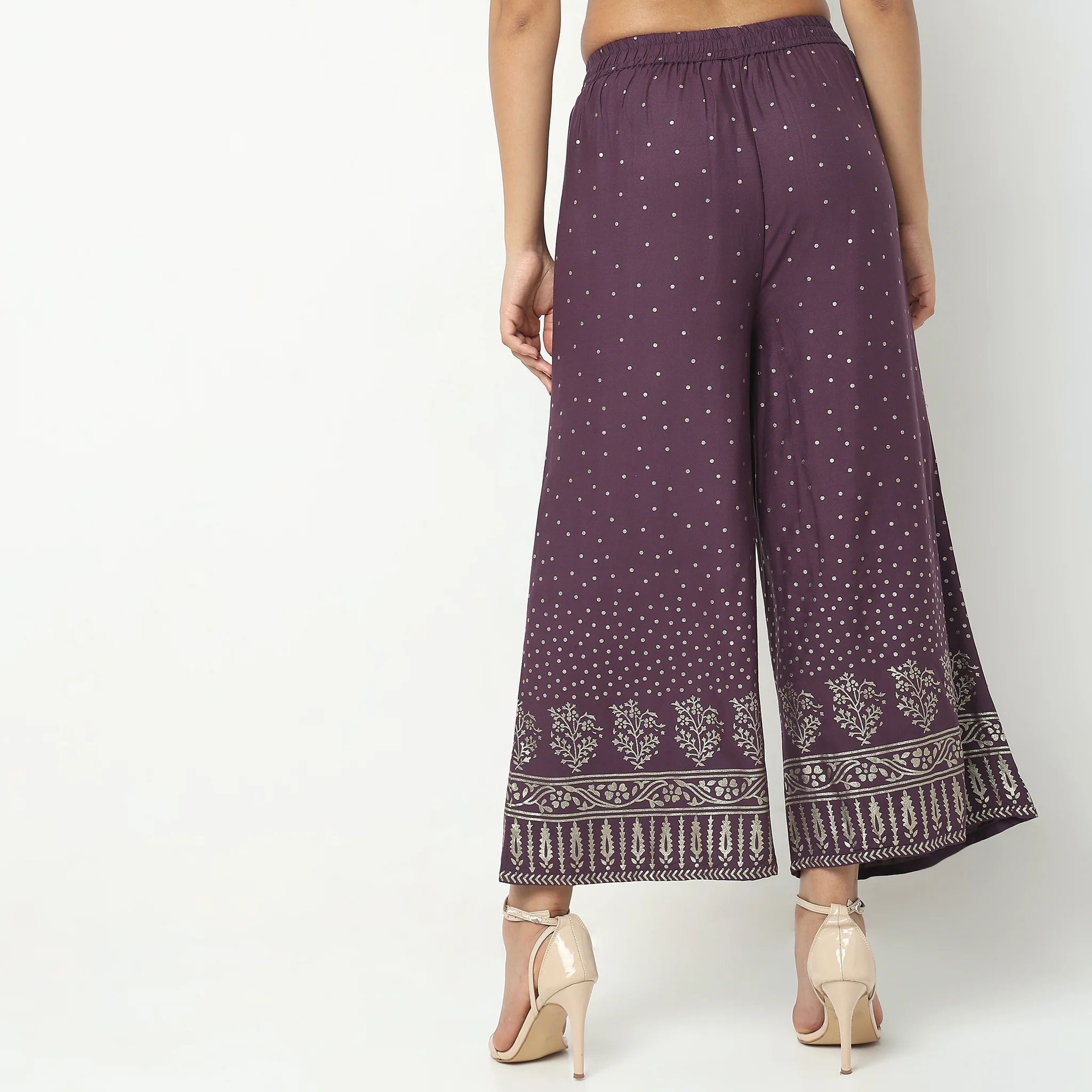 Flare Fit Printed High Rise Ethnic Palazzos - Image 3
