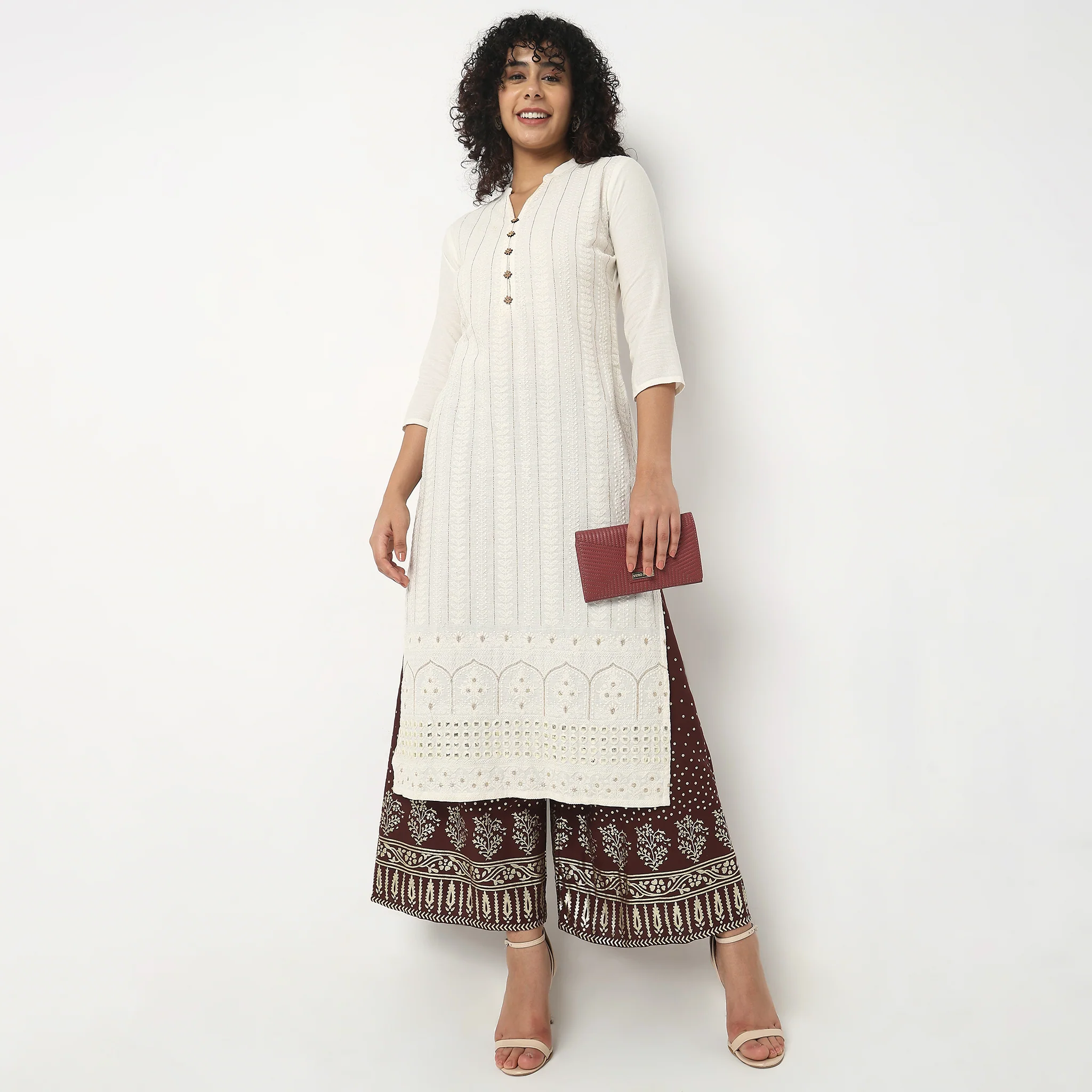 Flare Fit Printed High Rise Ethnic Palazzos - Image 6
