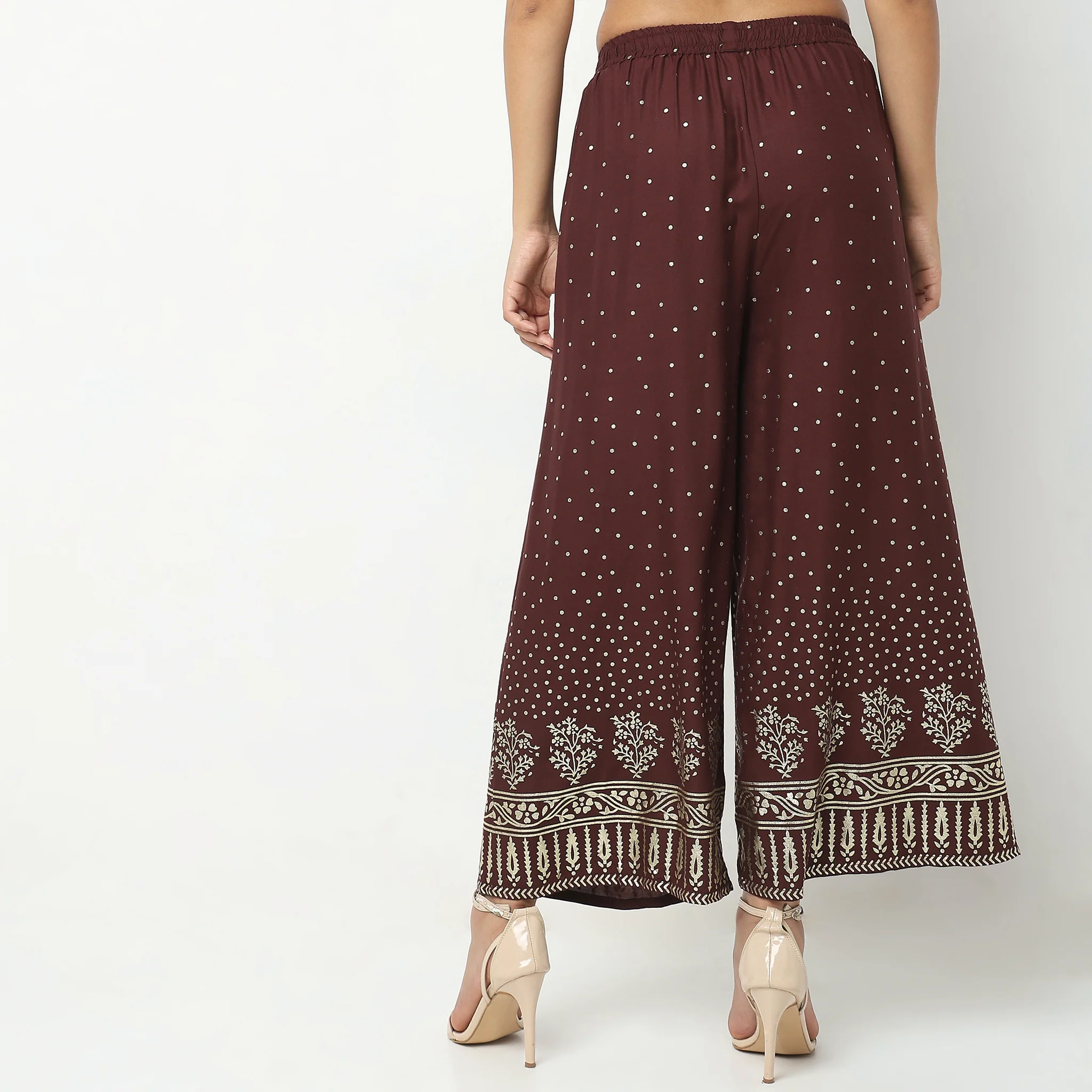 Flare Fit Printed High Rise Ethnic Palazzos - Image 8