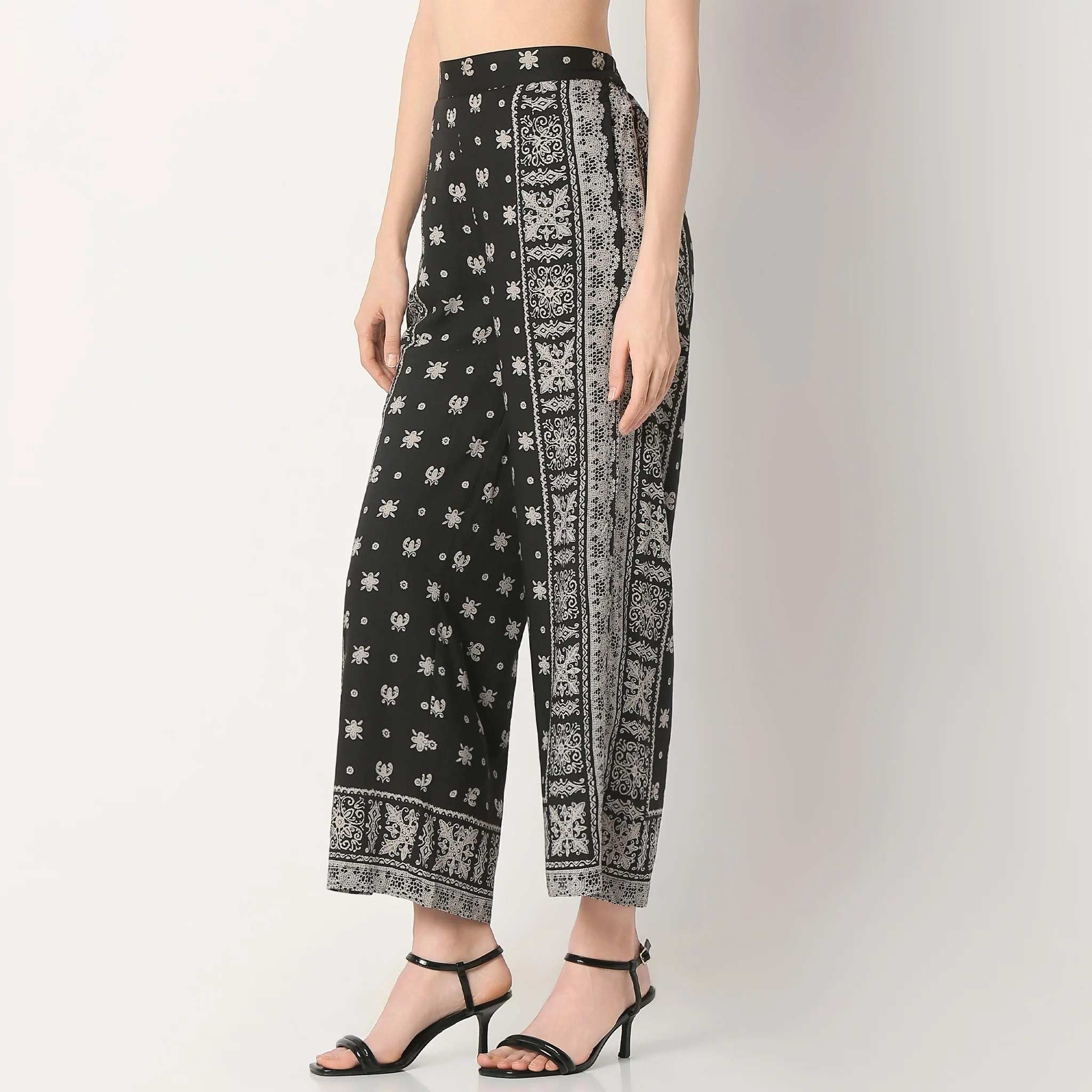 Flare Fit Printed Ankle Length High Rise Palazzos - Image 5