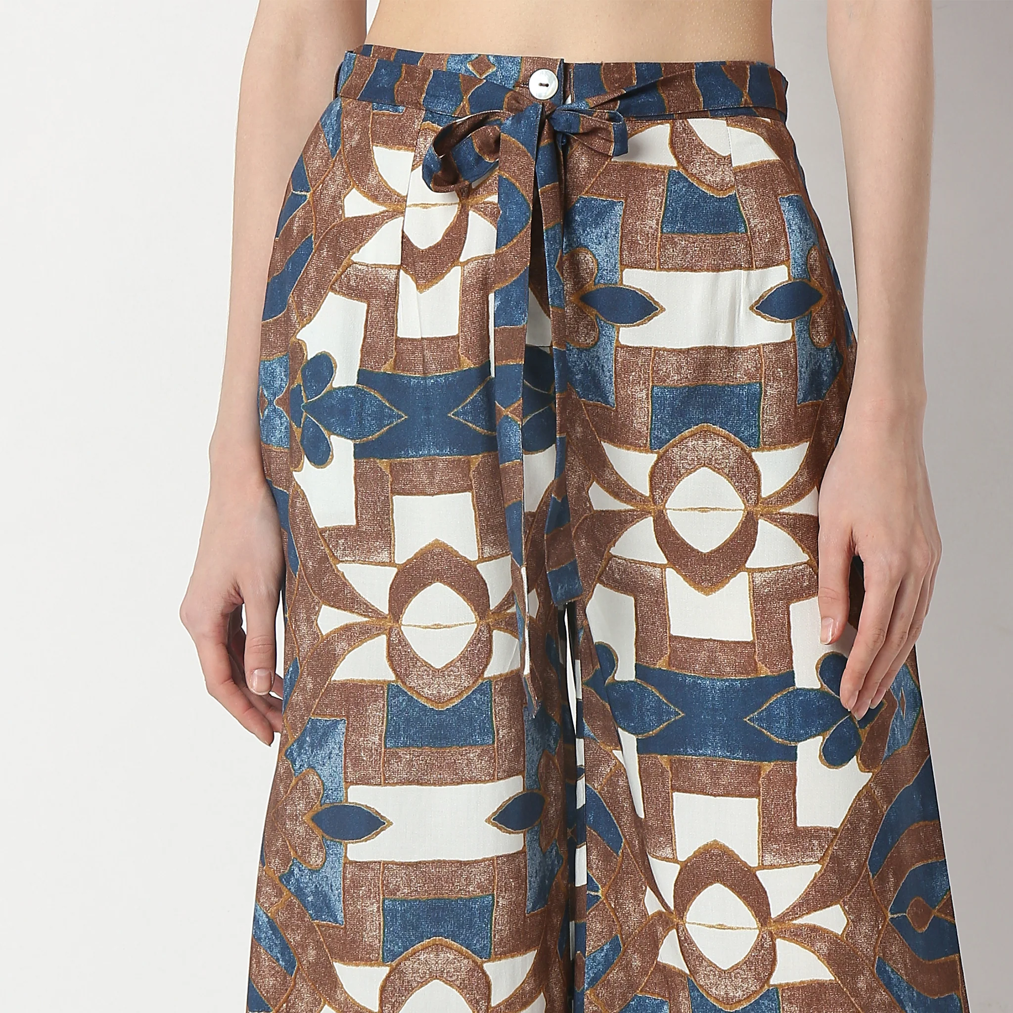 Flare Fit Printed Ankle Length High Rise Palazzos - Image 4
