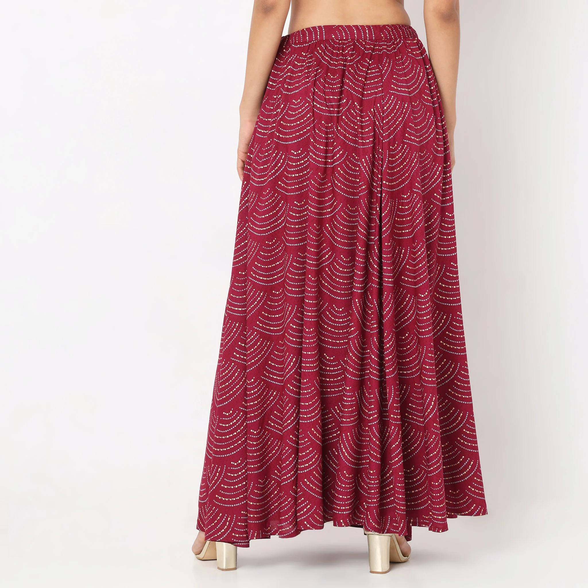 Flare Fit Printed High Rise Skirt - Image 3