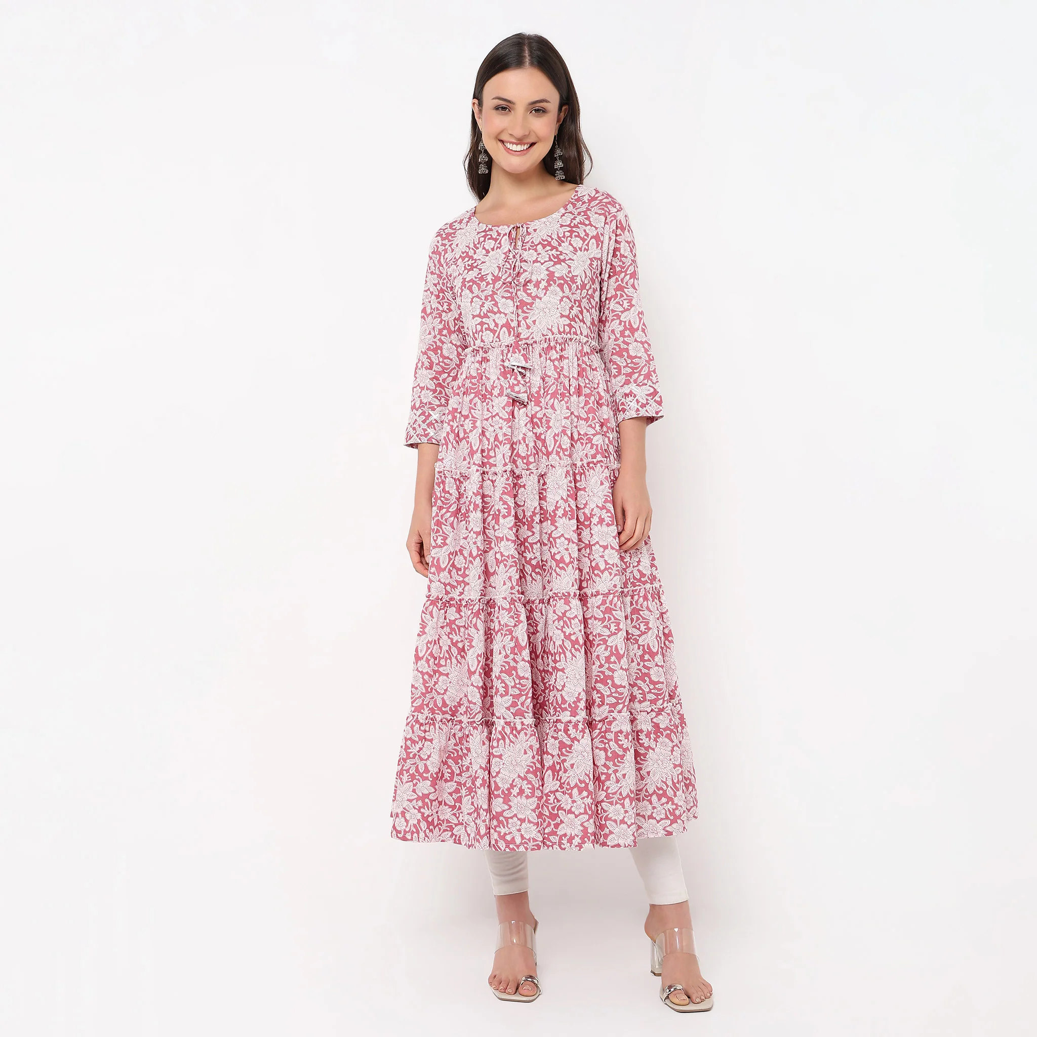 Flare Fit Printed Jacket Style Kurta - Image 2