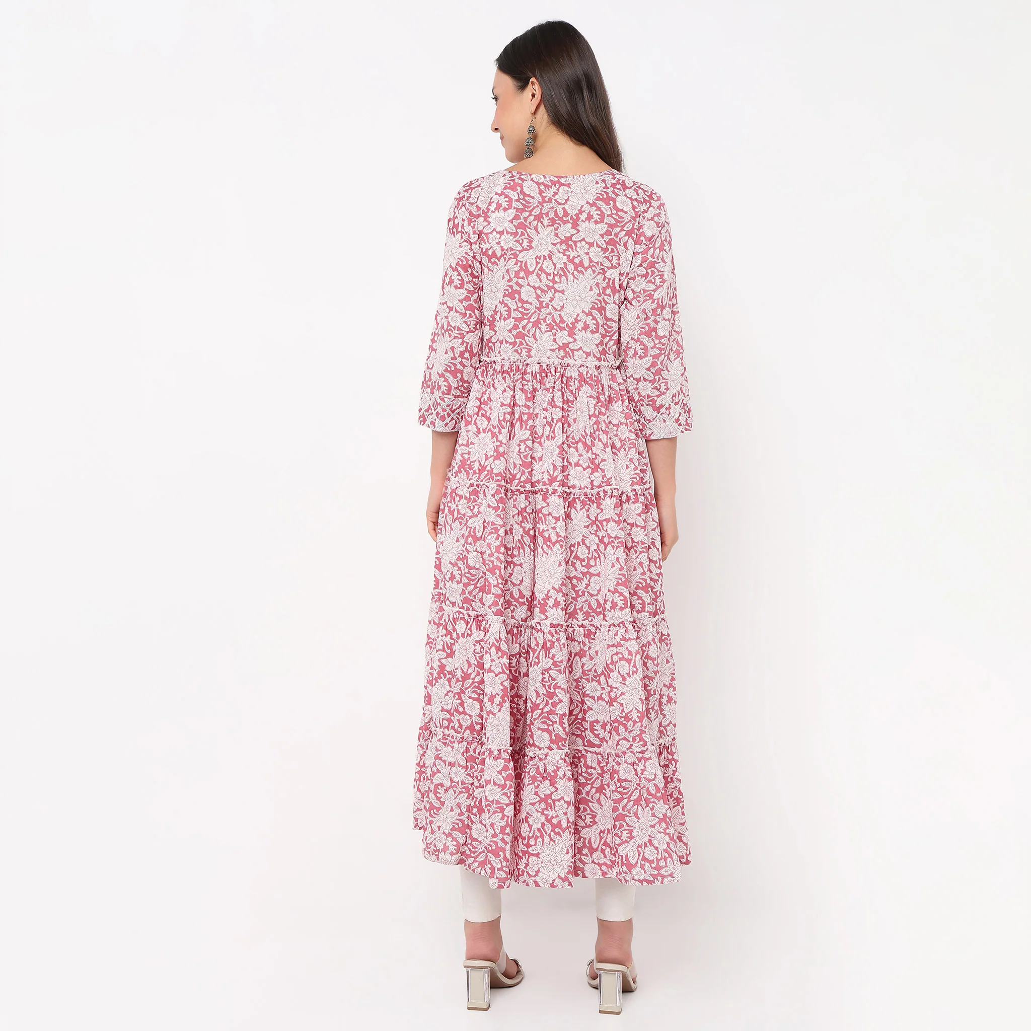 Flare Fit Printed Jacket Style Kurta - Image 3