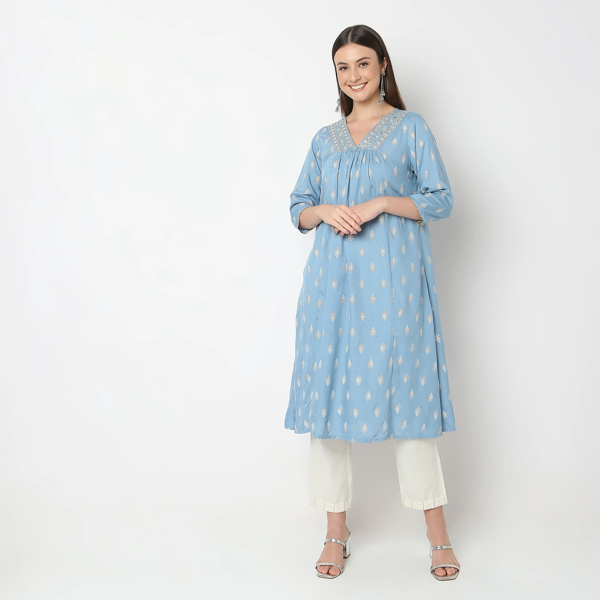 Flare Fit Printed Kurta - Image 2