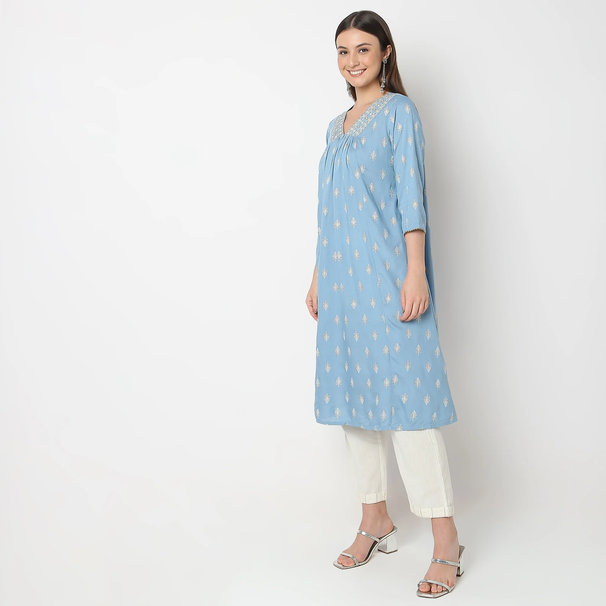 Flare Fit Printed Kurta - Image 5