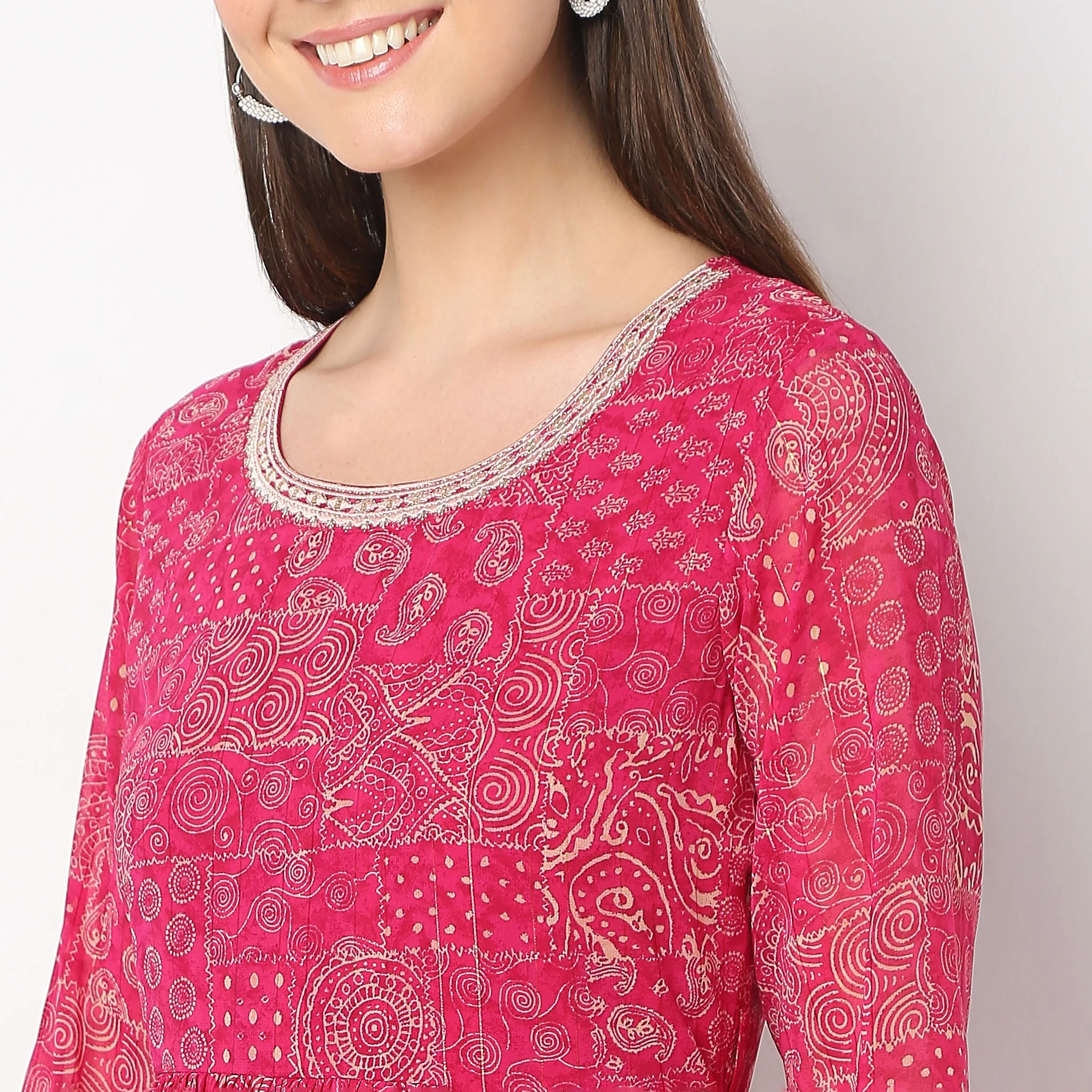 Flare Fit Printed Kurta - Image 4