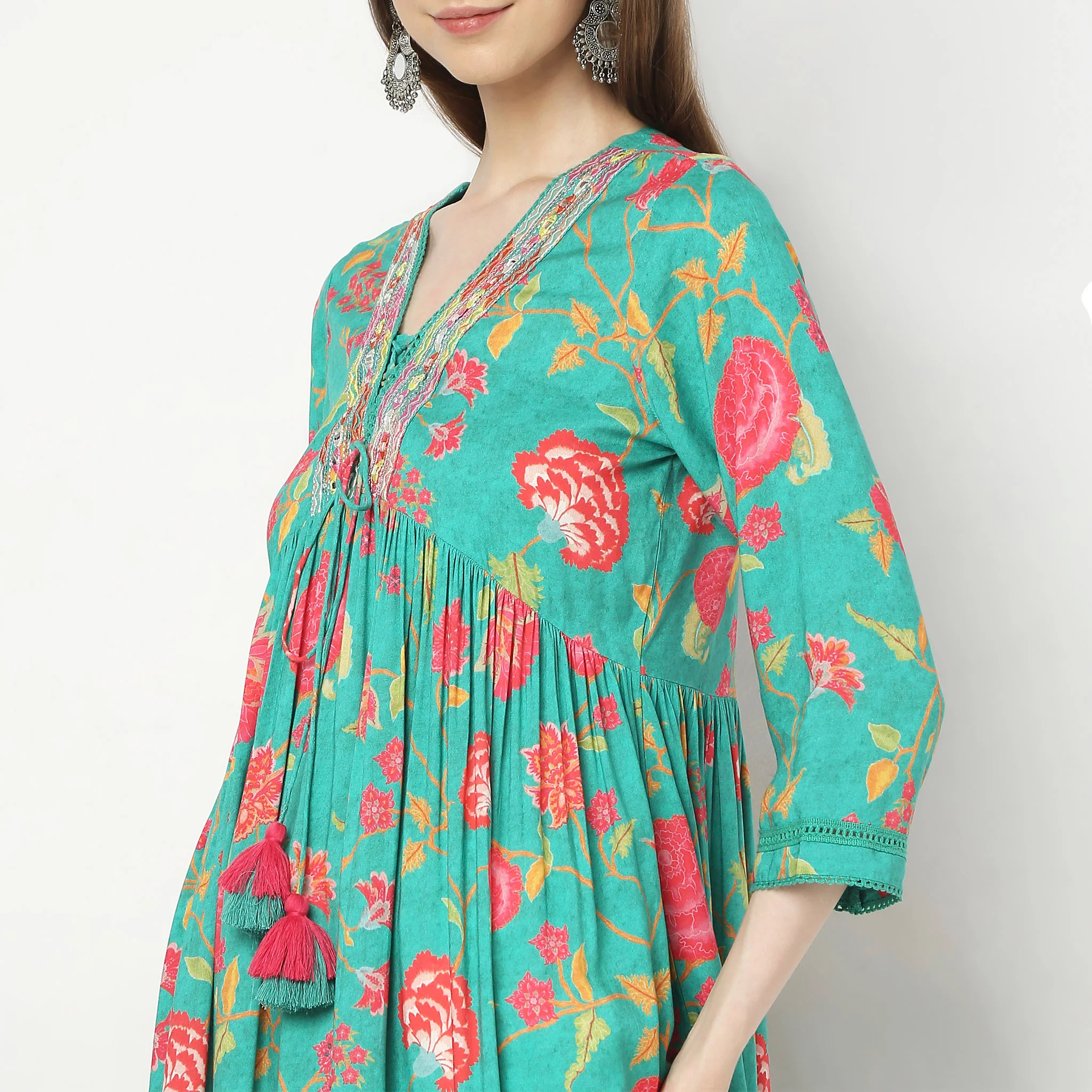Flare Fit Printed Kurta - Image 4