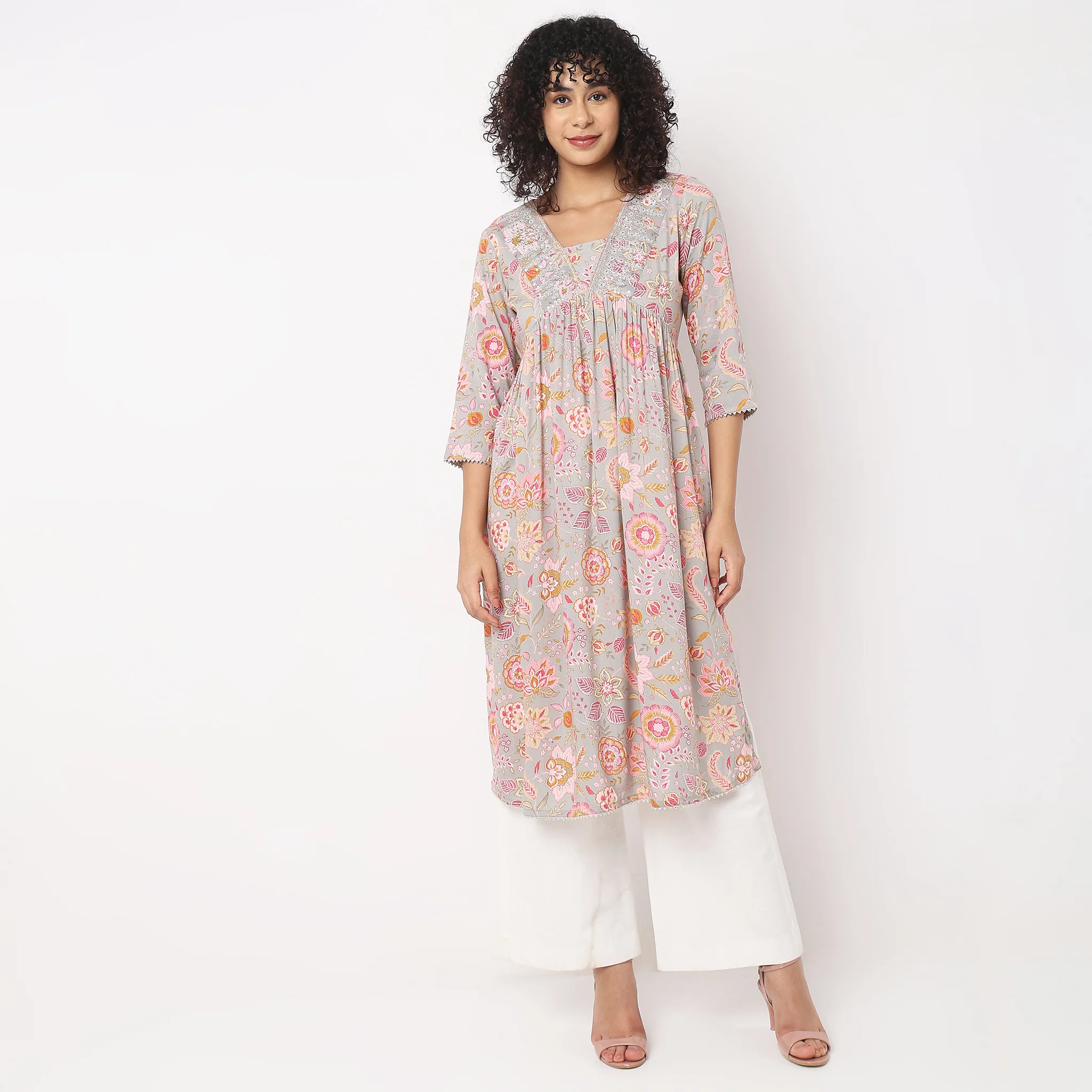 Flare Fit Printed Kurta - Image 2