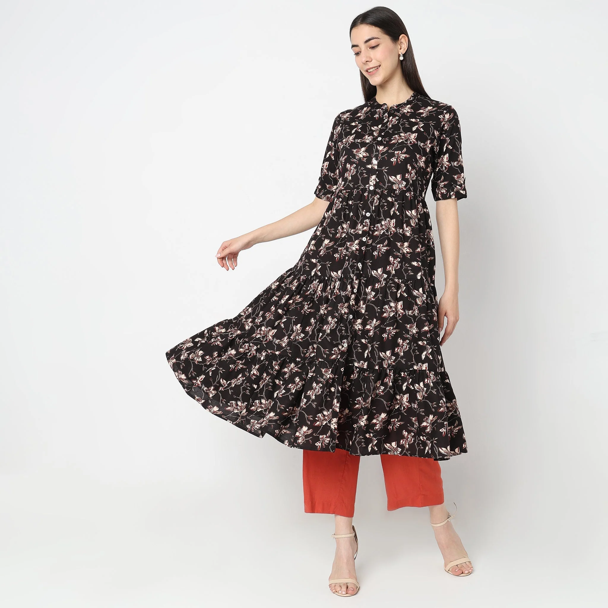 Flare Fit Printed Kurta - Image 6