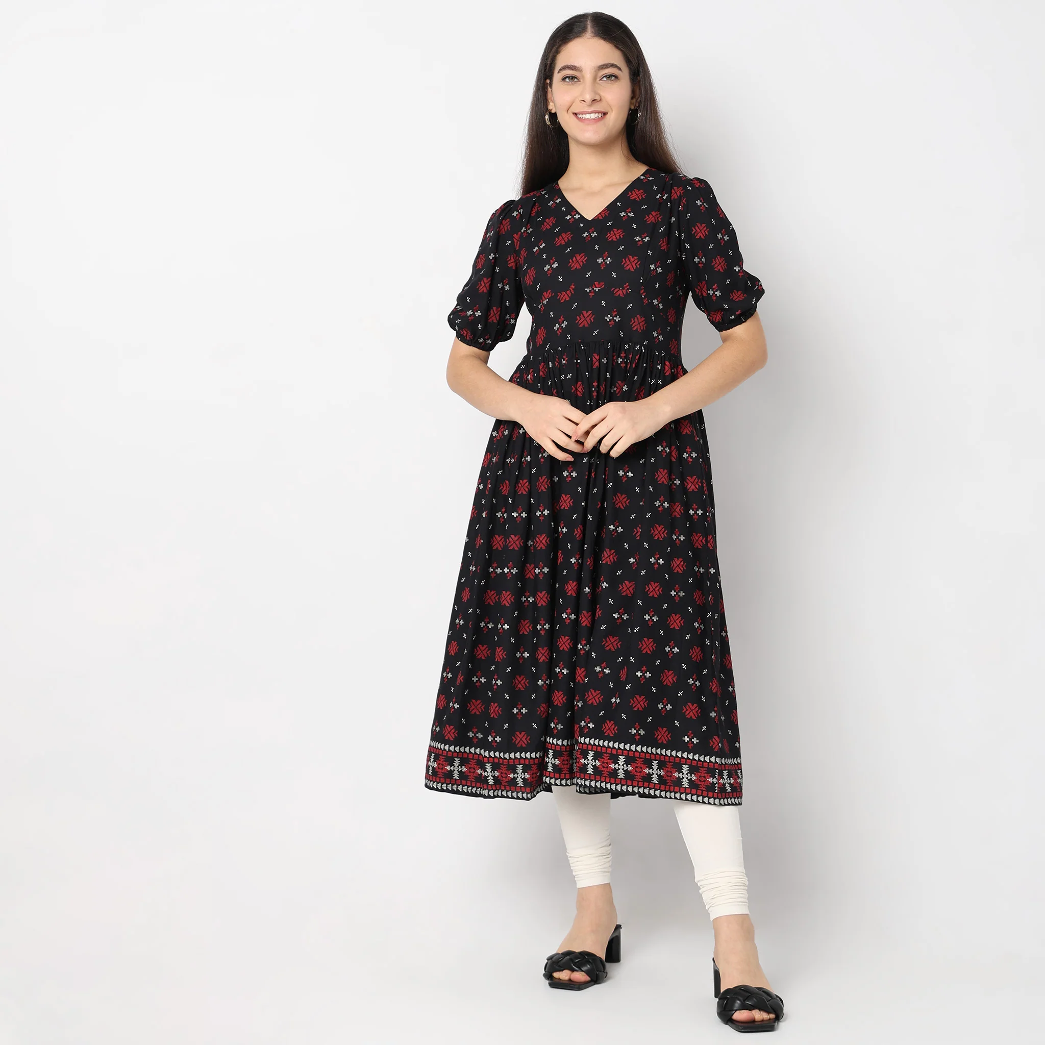 Flare Fit Printed Dress - Image 2
