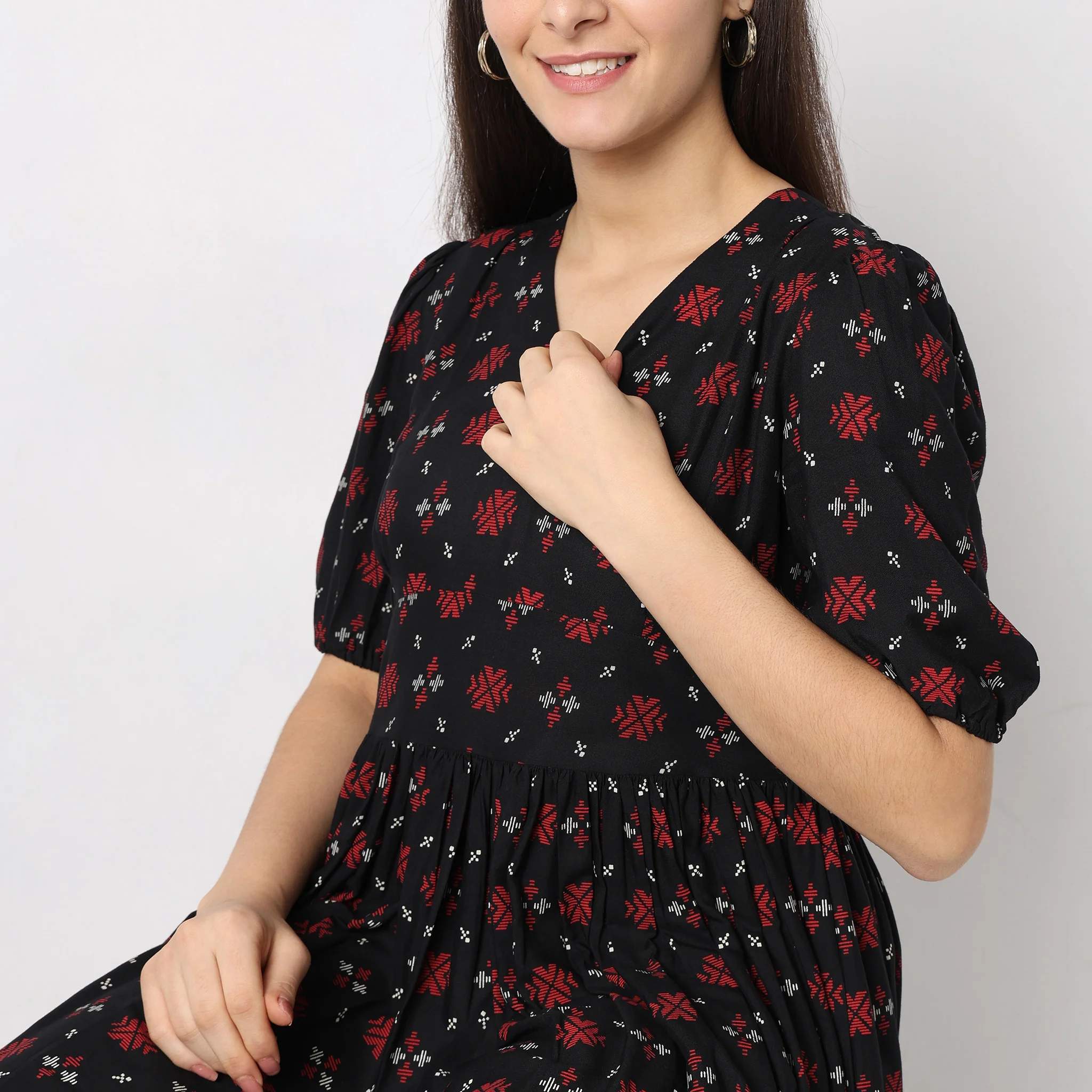Flare Fit Printed Dress - Image 4